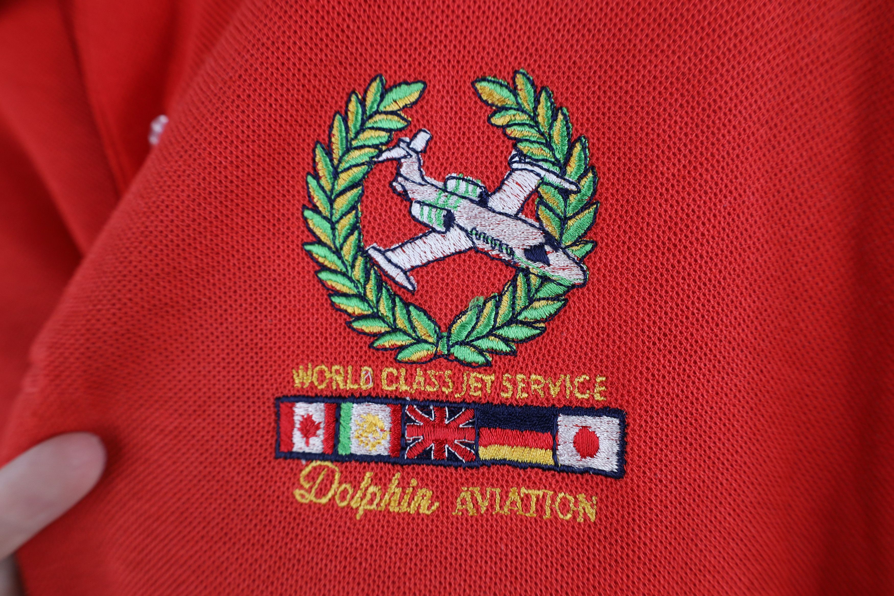 Vintage Vintage 80s 90s Dolphin Aviation Jet Service Polo Shirt Red Size US L / EU 52-54 / 3 - 4 Thumbnail