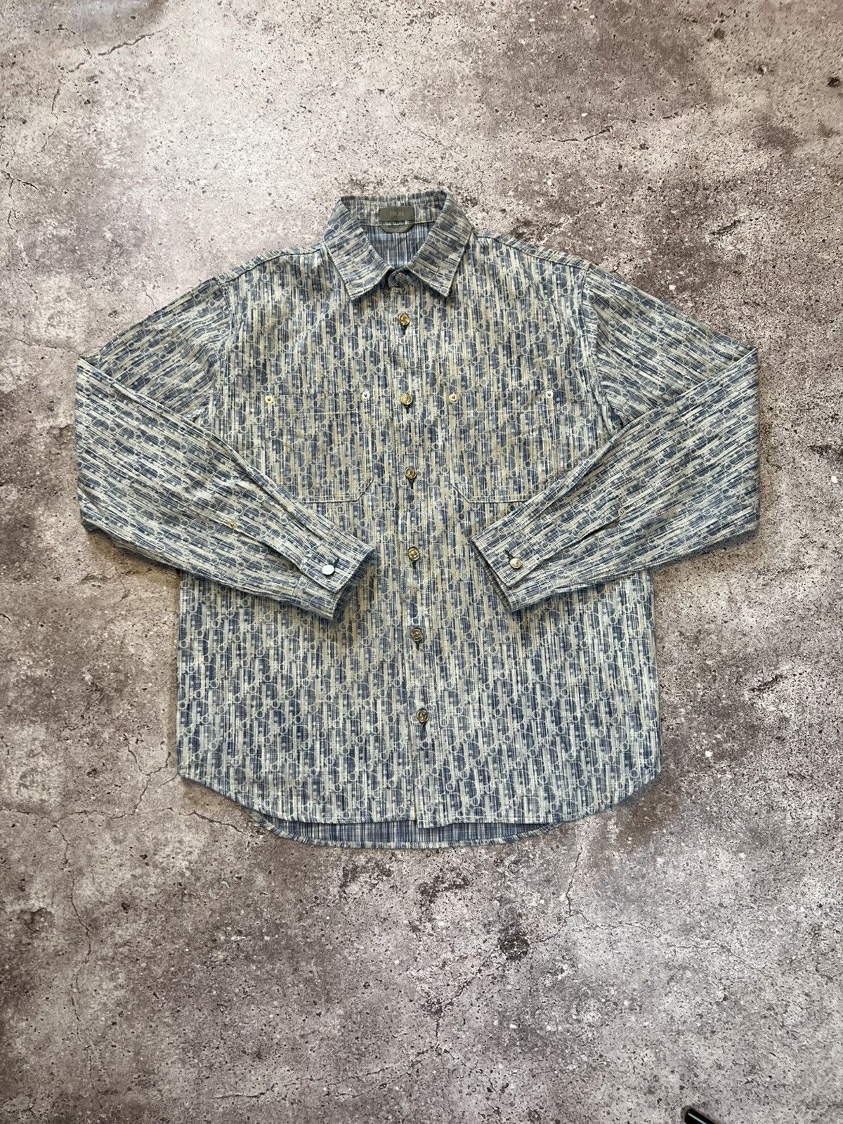 Dior Dior oblique monogram denim Mens Button Up Shirt Overshirt Size US M / EU 48-50 / 2 - 5 Thumbnail