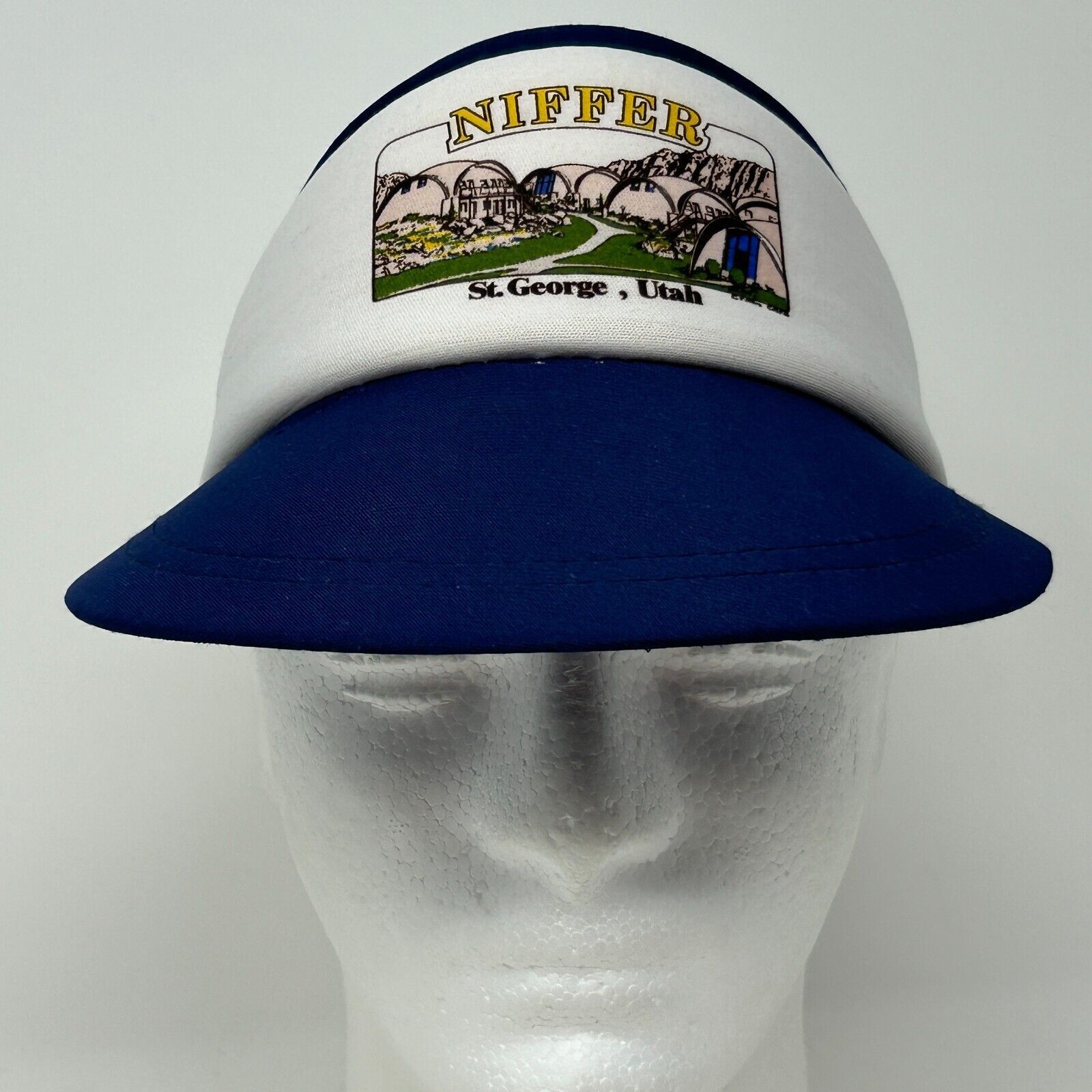 Vintage Vintage St George Utah Niffer Visor Hat Cap 80s Blue Size ONE SIZE - 2 Thumbnail