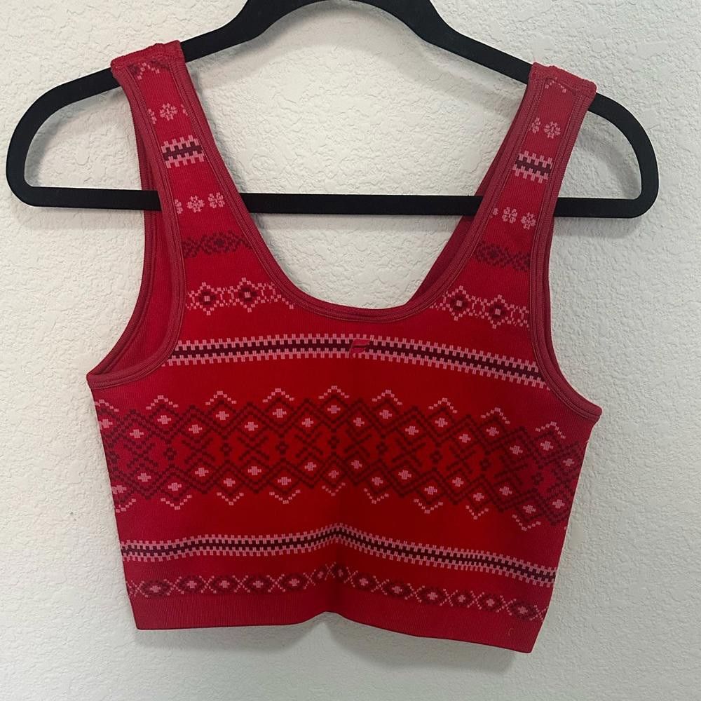 Fabletics Fabletics Cloud V-Neck Crop Tank Nordic Fairisle Red Large Size L / US 10 / IT 46 - 8 Thumbnail
