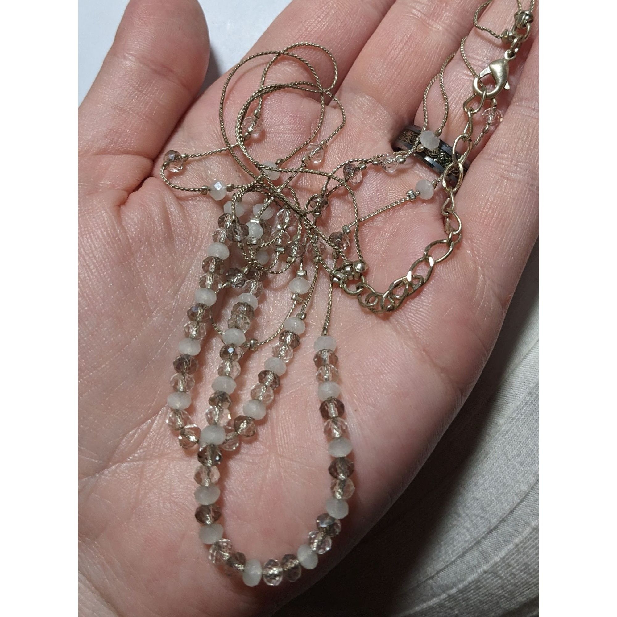Other Multilayer Clear And White Glass Beaded Necklace Size ONE SIZE - 4 Thumbnail