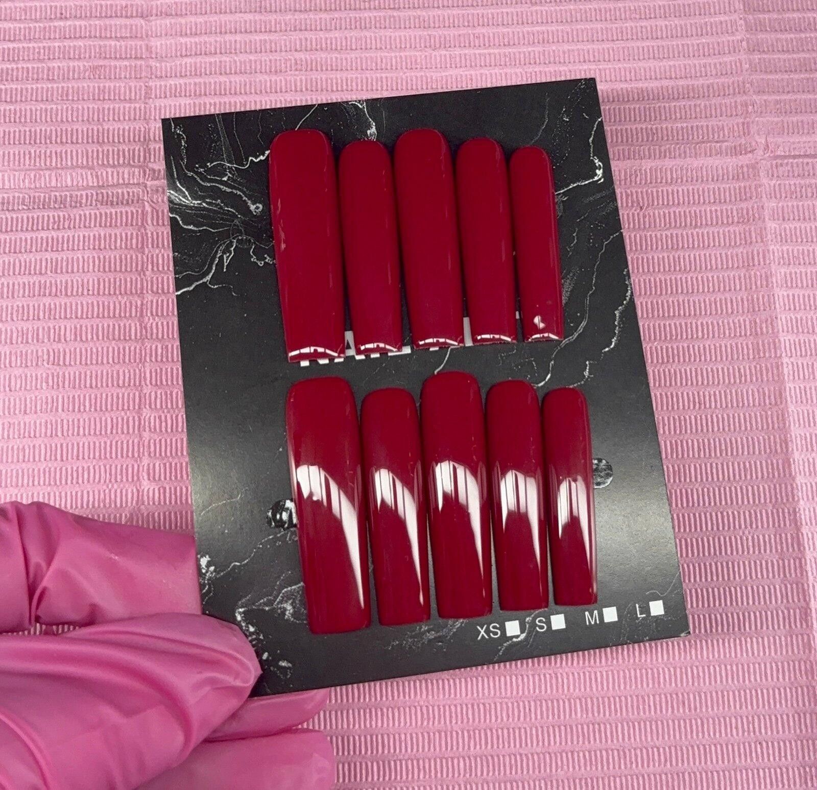 Handmade Extra long square Press on nails solid color gel handmade Size ONE SIZE - 9 Thumbnail