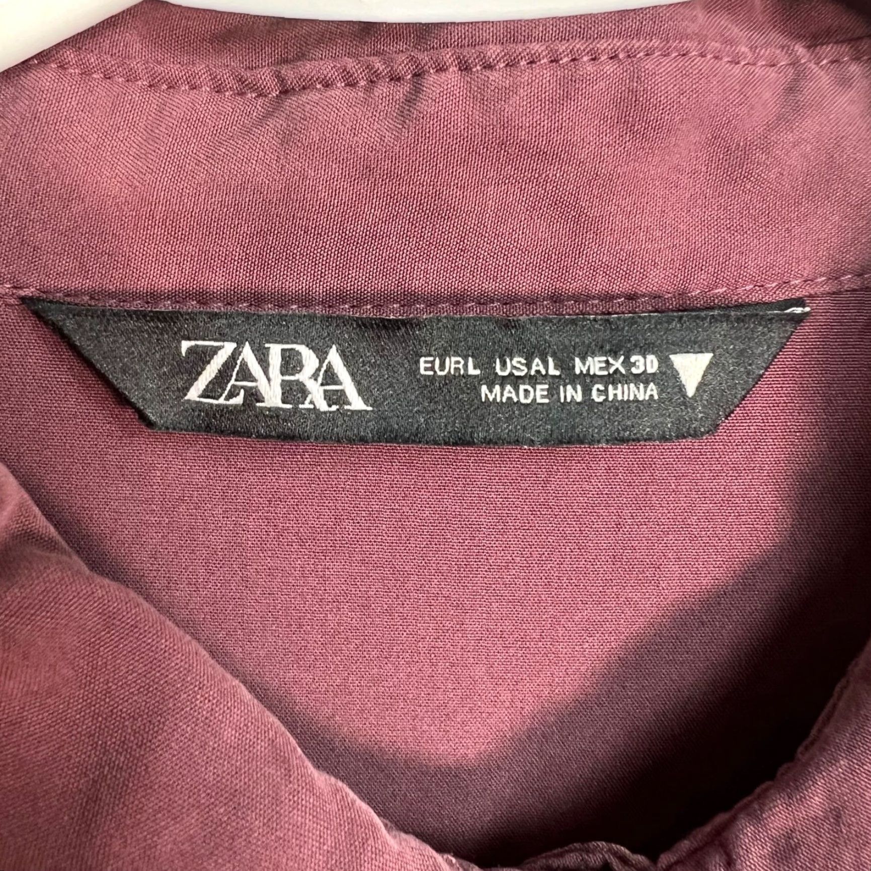 Zara Zara Button-Up Shirt Womens Burgundy Large Modal Long Sleeve Size L Size L / US 10 / IT 46 - 3 Thumbnail