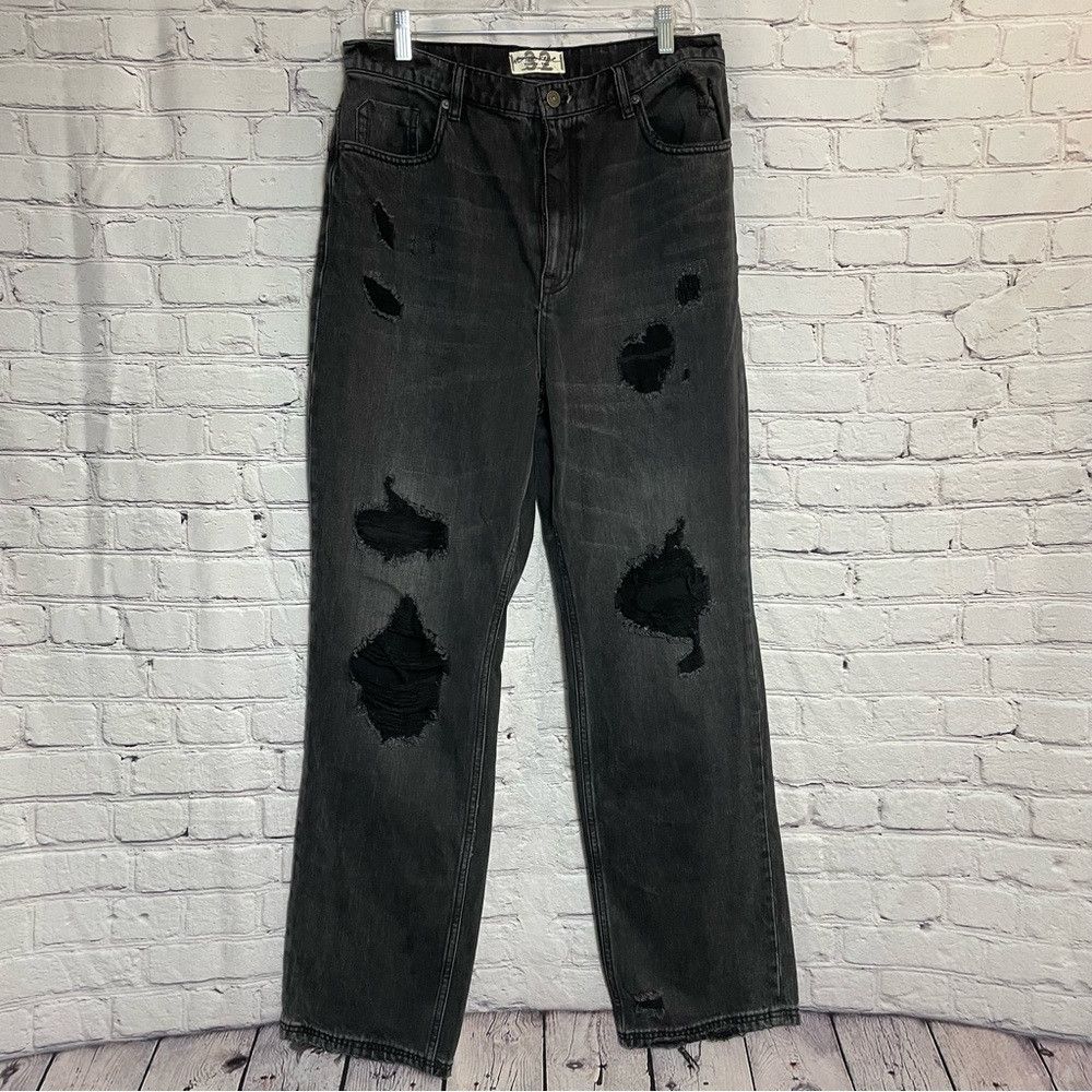 Free People New We the Free People CRVY Straight Shooter Distressed Bla Size 32" / US 10 / IT 46 - 2 Thumbnail