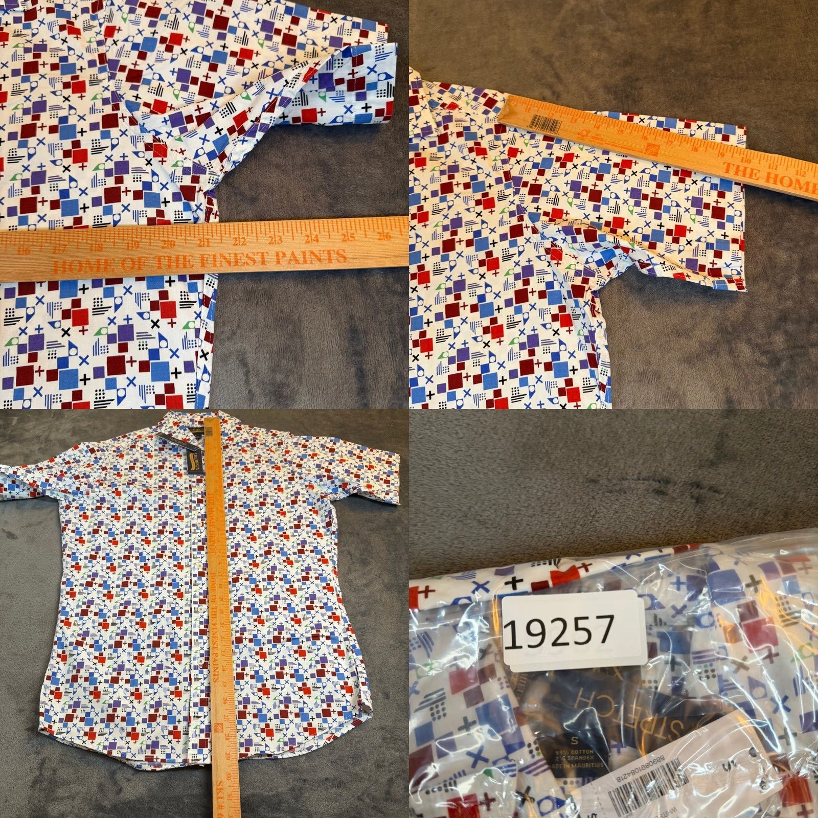 Cremieux Cremieux Shirt Geometric Stretch Short Sleeve Mens Small White Multicolor Button Up NWT Size US S / EU 44-46 / 1 - 8 Thumbnail