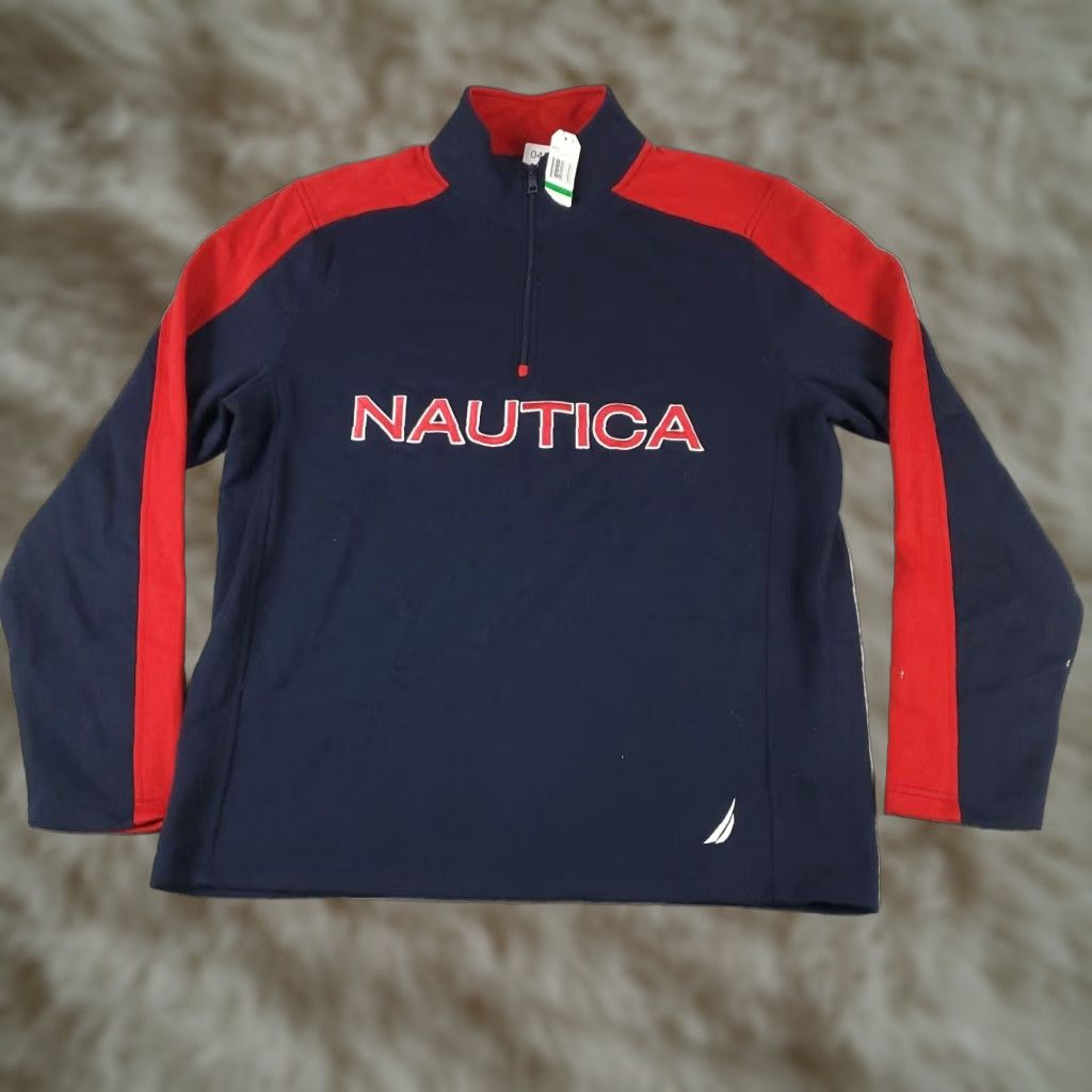Nautica Nautica Mens Large Blue 1/4 Zip Pullover Sweater Size US L / EU 52-54 / 3 - 1 Thumbnail