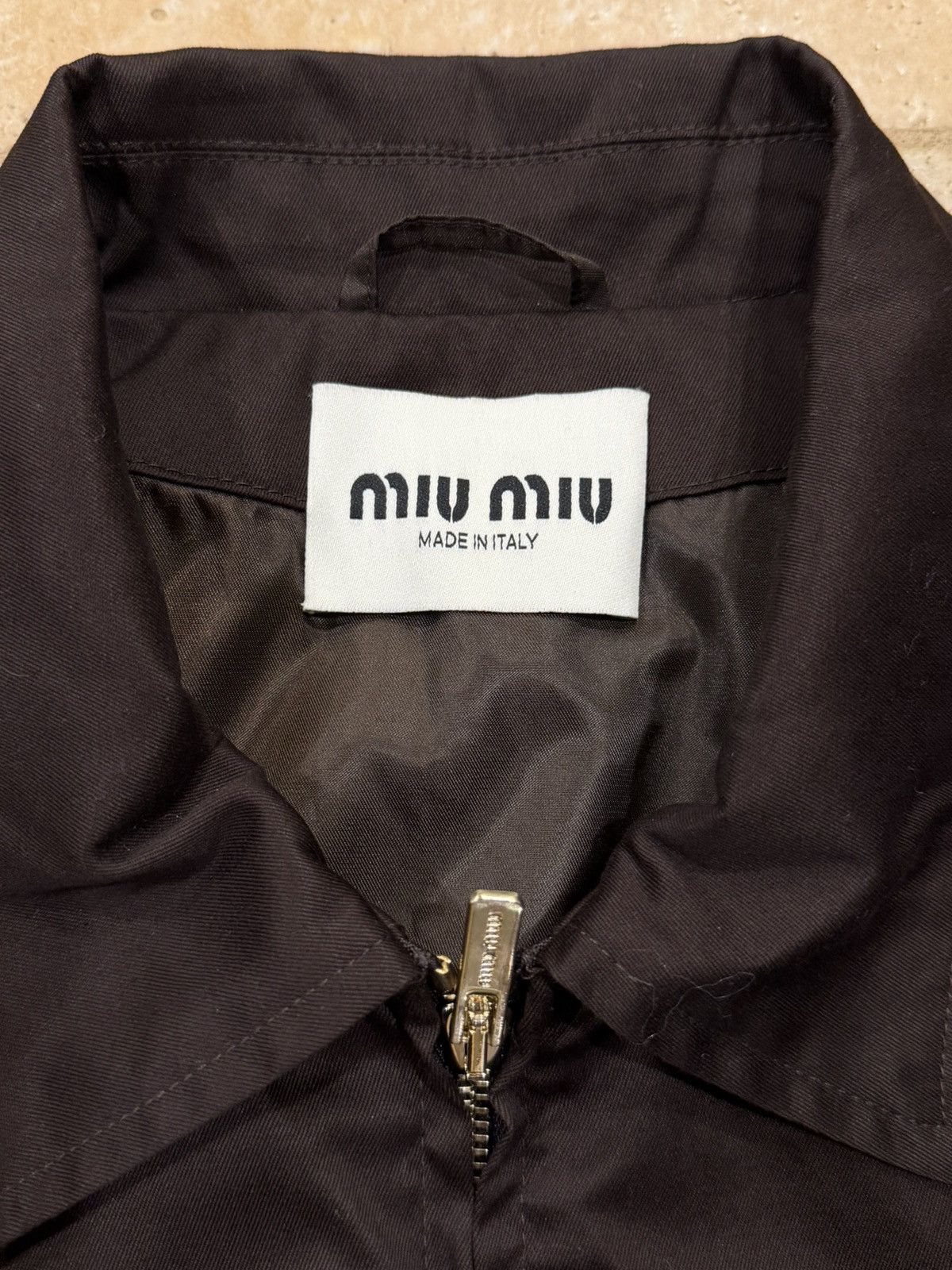 Miu Miu Miu Miu Embroidered Logo Cargo Pocket Brown Light Zip Jacket Size US XL / EU 56 / 4 - 8 Thumbnail