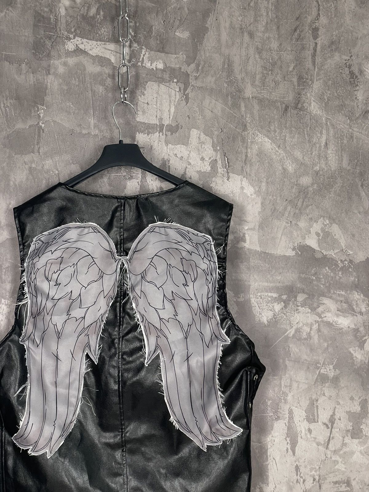 Other Vintage Faux Leather Y2K Biker Black Wings Rare Vest Size ONE SIZE - 5 Thumbnail