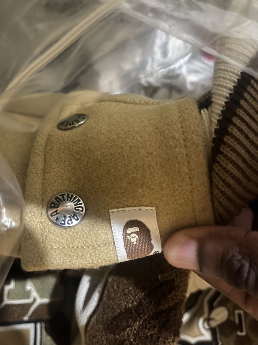 Bape Bape tan and white varsity jacket Size US M / EU 48-50 / 2 - 6 Thumbnail