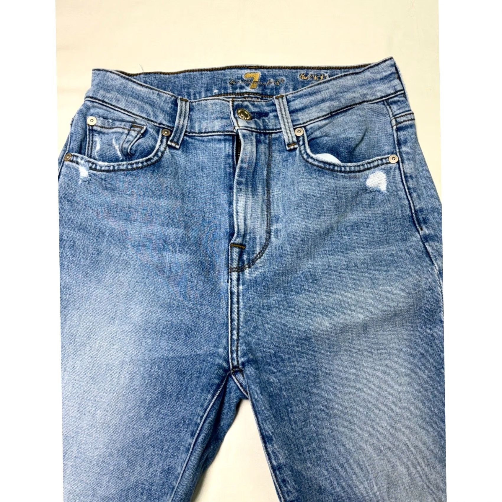 7 For All Mankind VINTAGE 7 For All Mankind High Waist Ankle Skinny Jeans Women's 25 Distressed Blue 27in Inseam Womens Jeans Size 42" / US 20 - 2 Thumbnail
