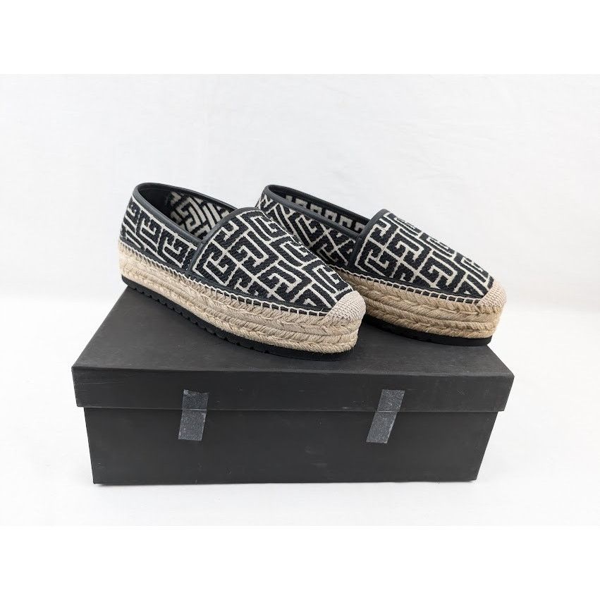 Balmain o1rshd1 Alex Jacquard Espadrilles in Ivory/Black Size US 8 / EU 41 - 20 Thumbnail
