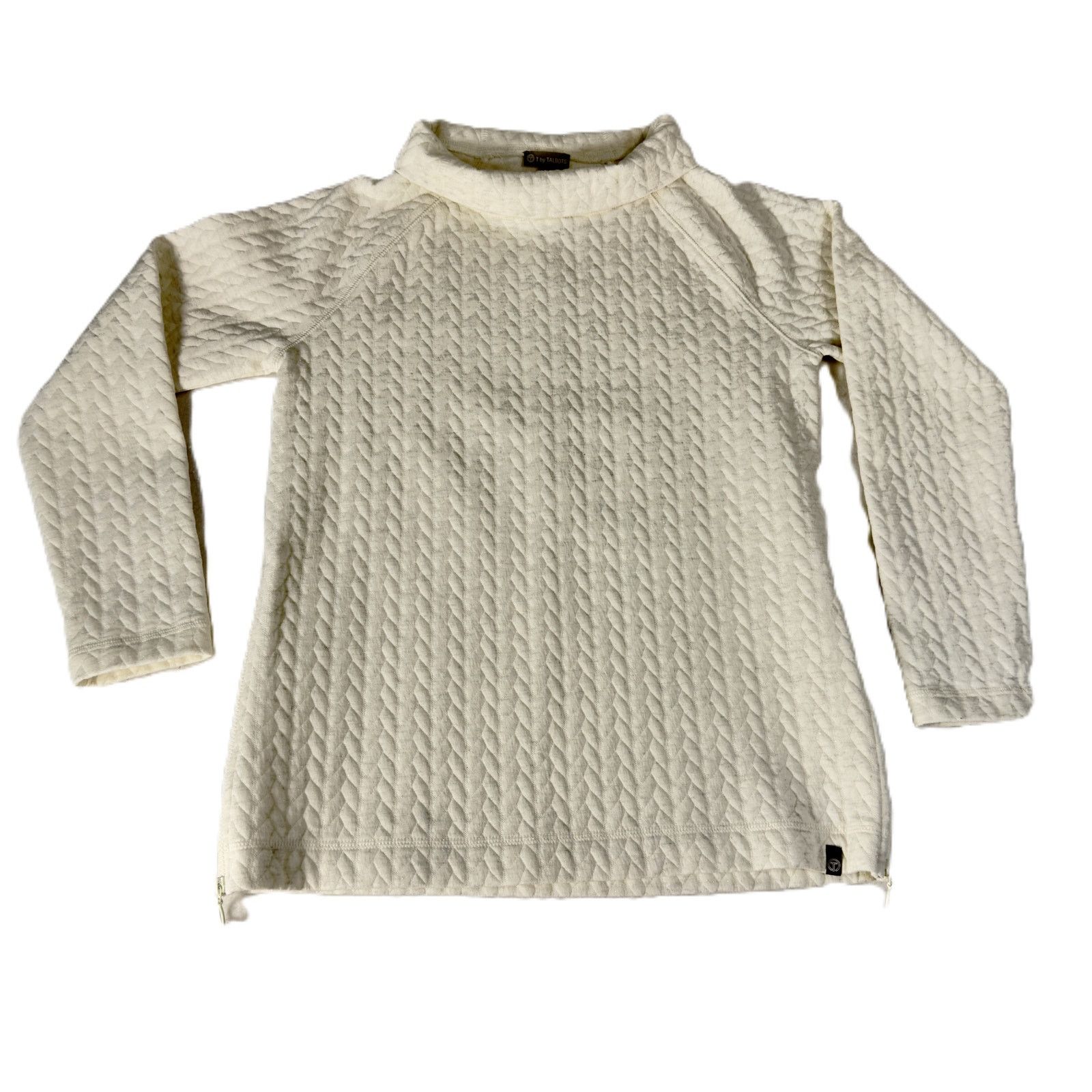 Talbots T by Talbots Sweater P Petite Winter White Quilted Metallic Size XS / US 0-2 / IT 36-38 - 2 Thumbnail