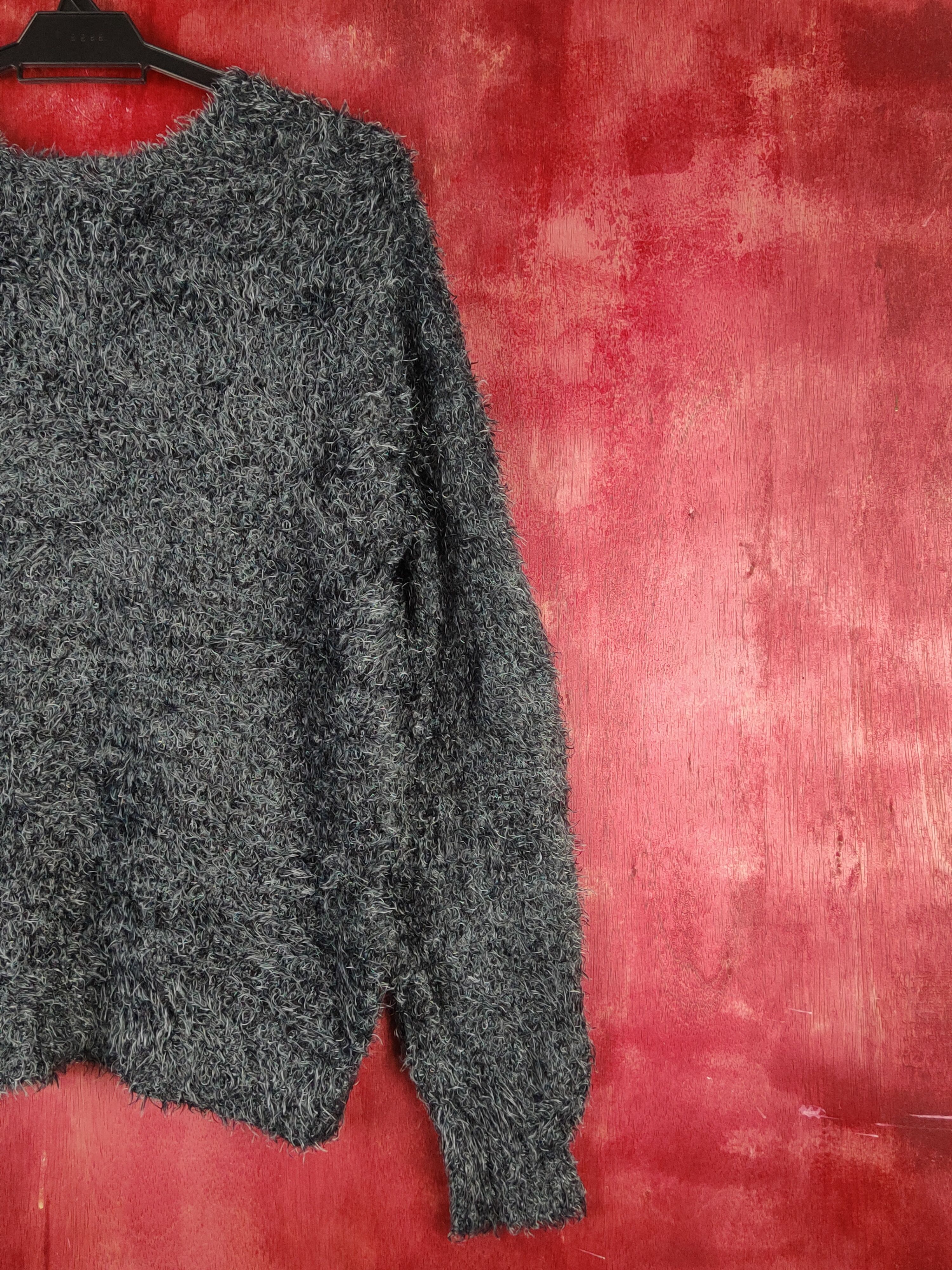 Vintage Dirz Black Shag Shaggy Fur Mohair Knitwear #S1961 Size L / US 10 / IT 46 - 9 Thumbnail