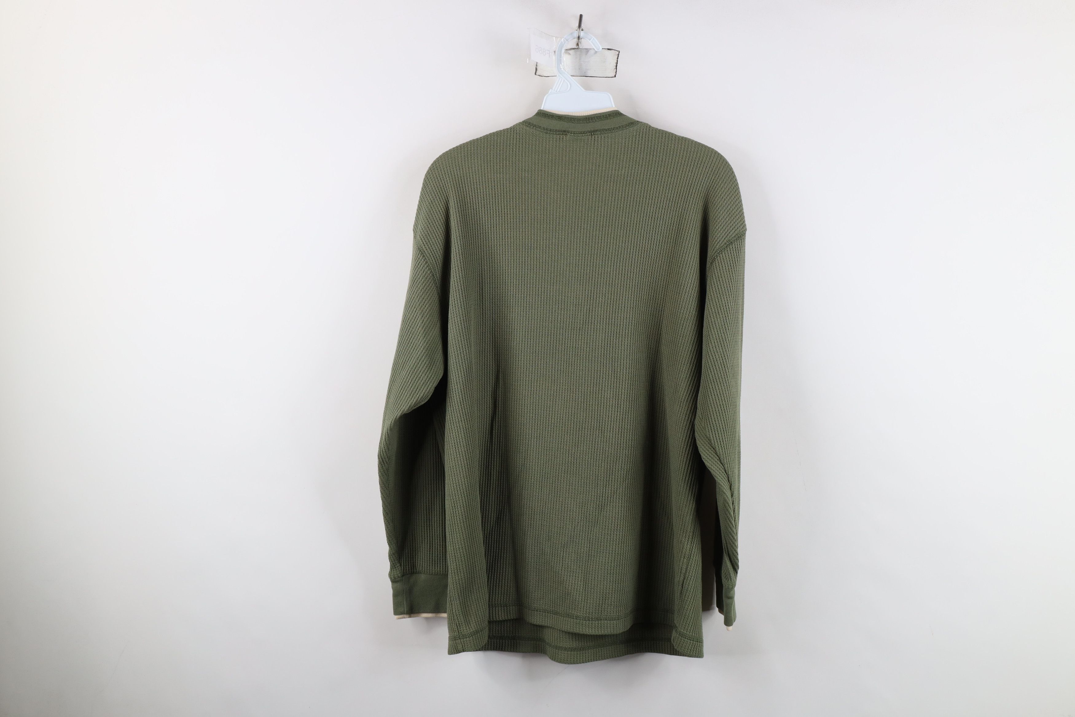 Vintage Vintage 90s Streetwear Thermal Knit Henley T-Shirt Green Size L / US 10 / IT 46 - 10 Thumbnail