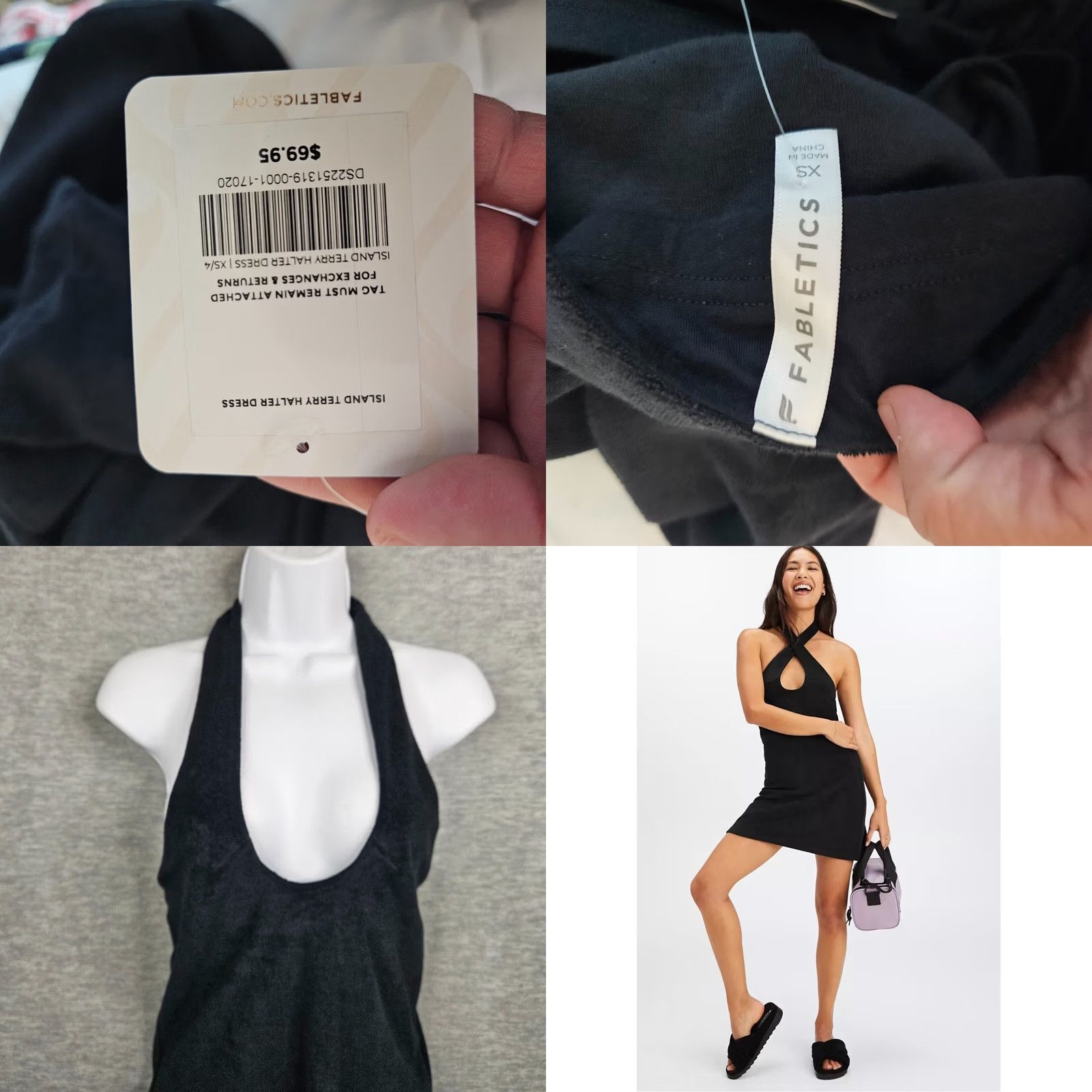 Fabletics FABLETICS Island Terry Halter Black Dress XS NEW Size XS / US 0-2 / IT 36-38 - 8 Thumbnail