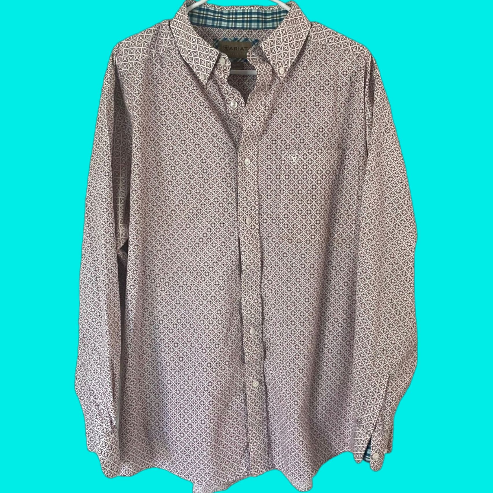 Ariat VINTAGE Ariat Western Button-Down Shirt Long Sleeve Geometric Contrasting Cuffs Mens XL Size US XL / EU 56 / 4 - 1 Thumbnail