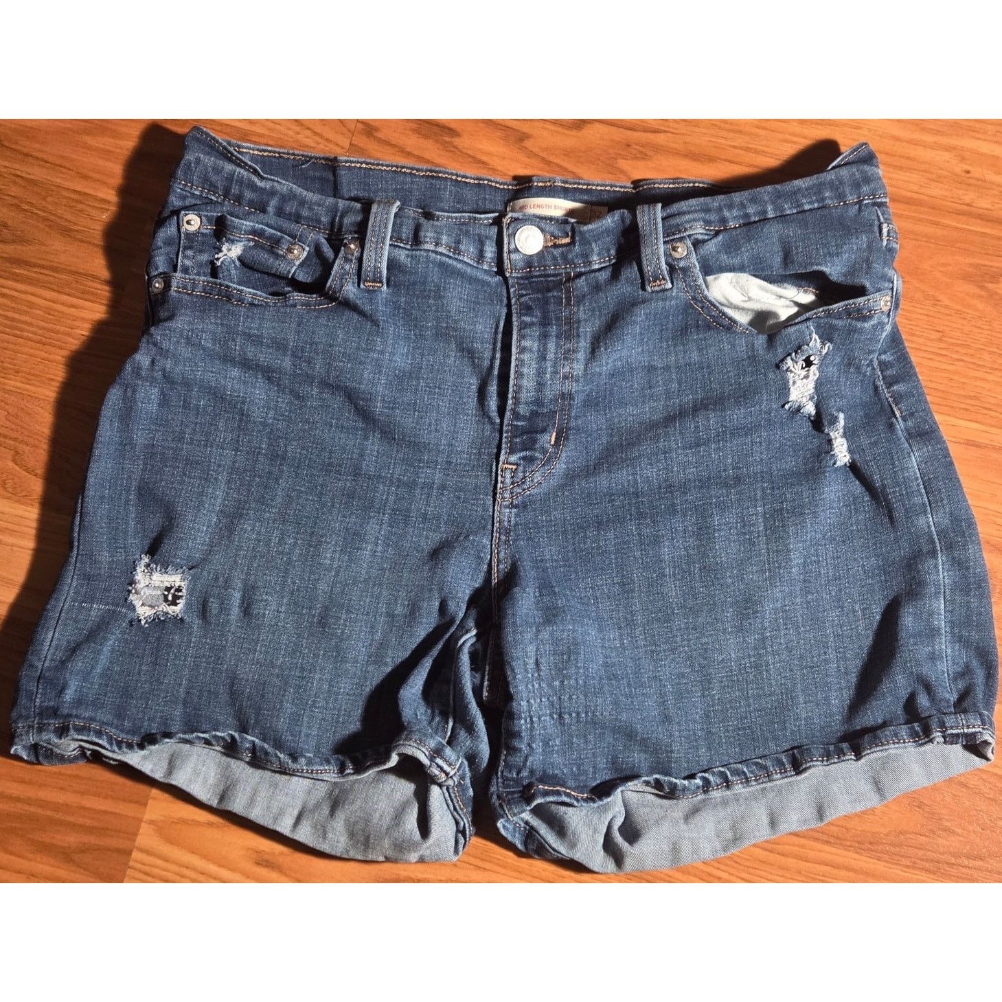 Levi's Levi's Mid-Length Distressed Denim Shorts - Size 32 Size 32" / US 10 / IT 46 - 2 Thumbnail