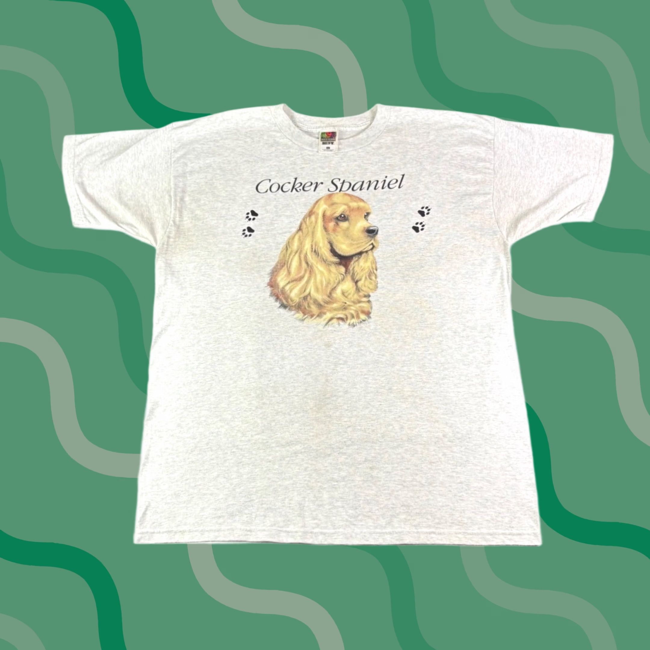 Fruit Of The Loom VINTAGE Fruit of the Loom Cocker Spaniel Graphic T Shirt XL Gray Dog Paw Print Unisex Adults Crew Neck Short Sleeve Retro Animal Print Size US XL / EU 56 / 4 - 1 Thumbnail