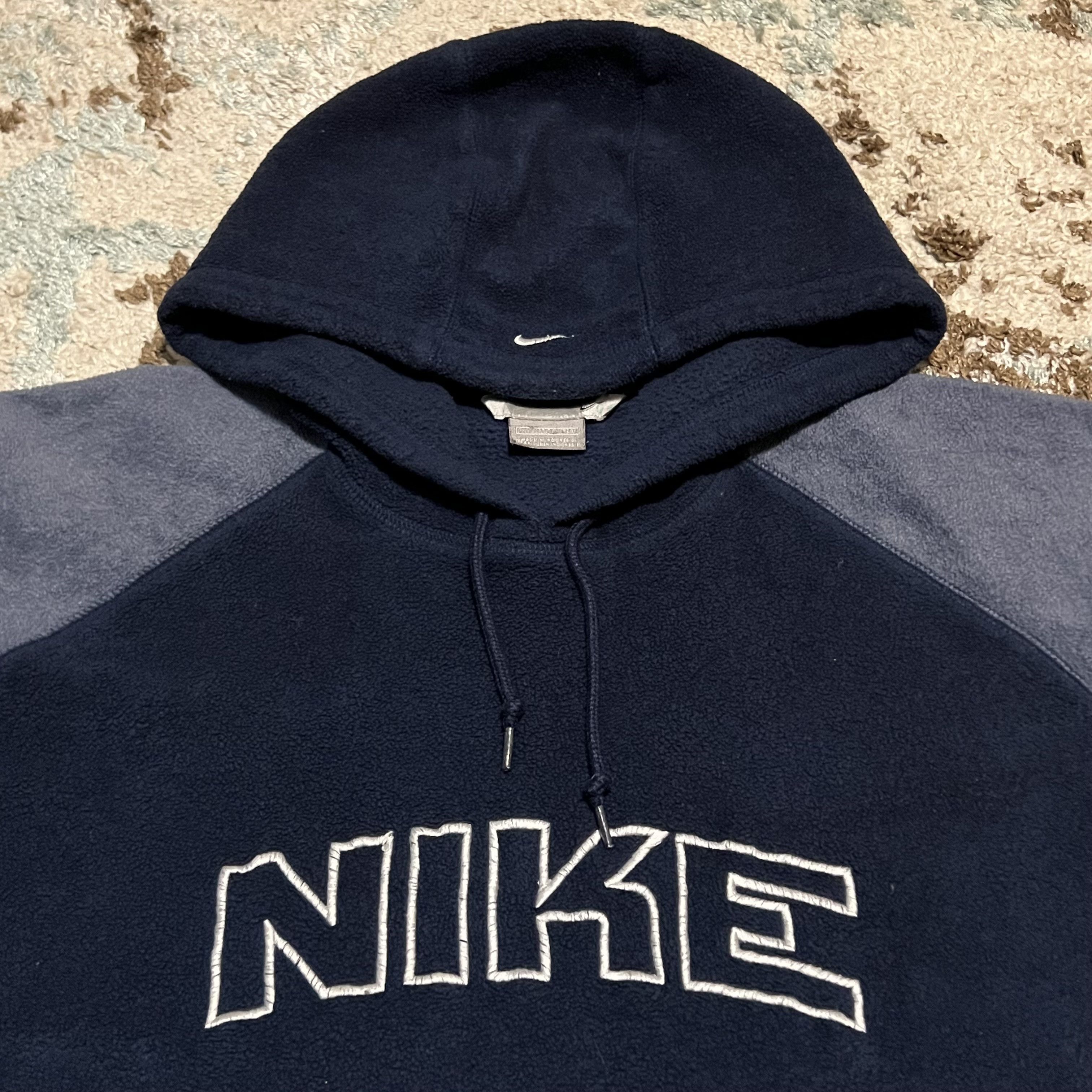 Nike × Vintage Vintage Nike Spellout Fleece Hoodie Size 2XL Center Swoosh Size US XXL / EU 58 / 5 - 3 Thumbnail