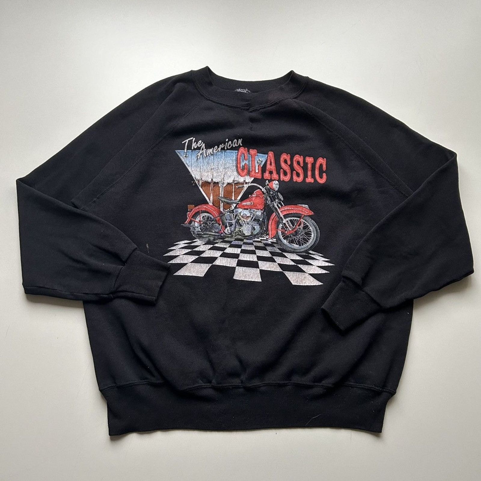 Hanes Vintage 90s American Motorcycle Crewneck Large Faded Black Size US L / EU 52-54 / 3 - 1 Thumbnail