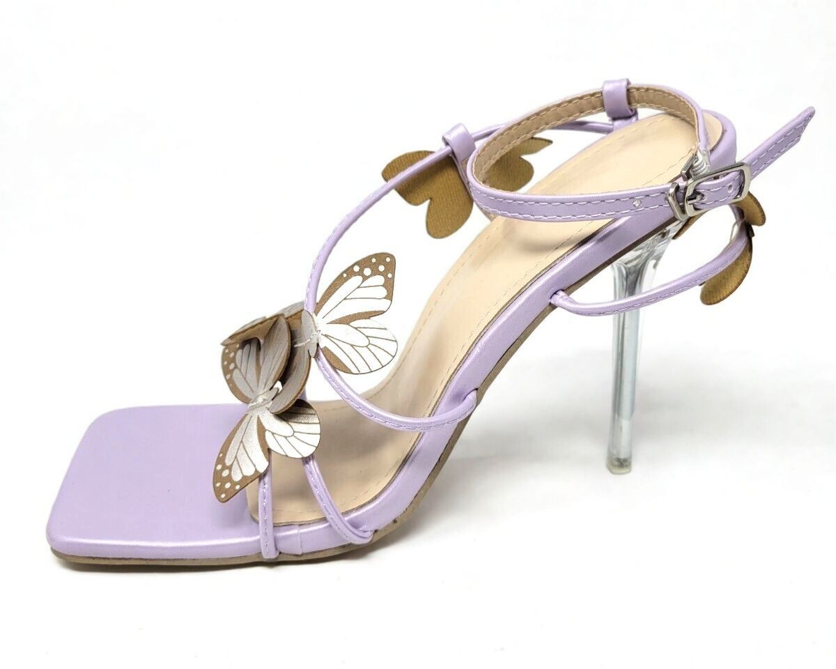 Other Butterfly Stiletto Sandals Size 9 Clear Acrylic Heel Strappy Size US 9 / IT 39 - 2 Thumbnail