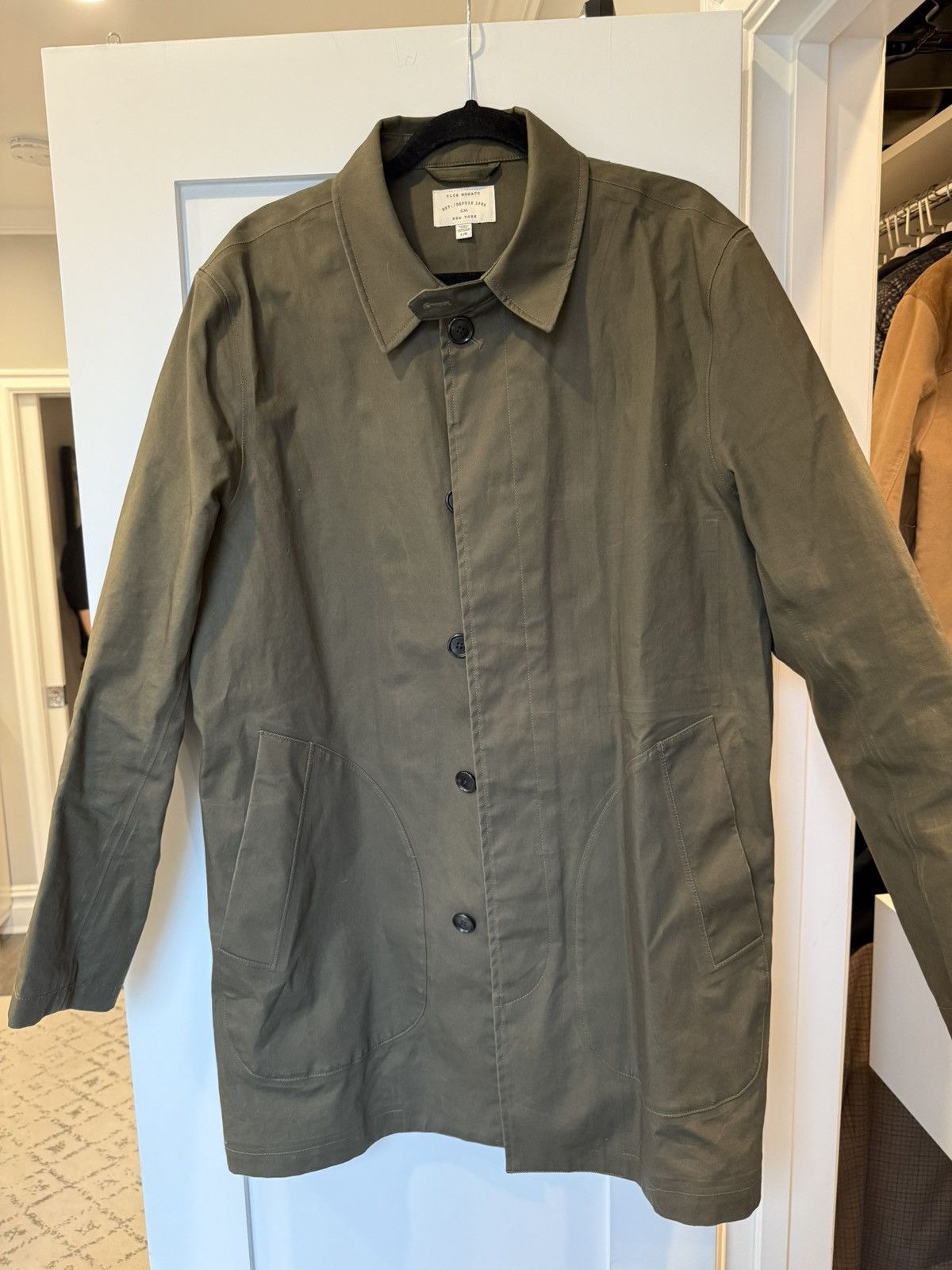 Club Monaco Green Trench (Waxy/Stiff Cotton) Size US L / EU 52-54 / 3 - 1 Thumbnail
