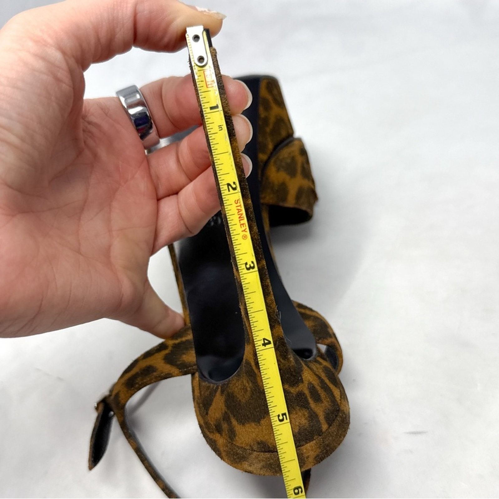 Saint Laurent Paris Saint Laurent Bianca Bow Leopard Suede Platform Sandal Heels Size US 9.5 / IT 39.5 - 13 Thumbnail