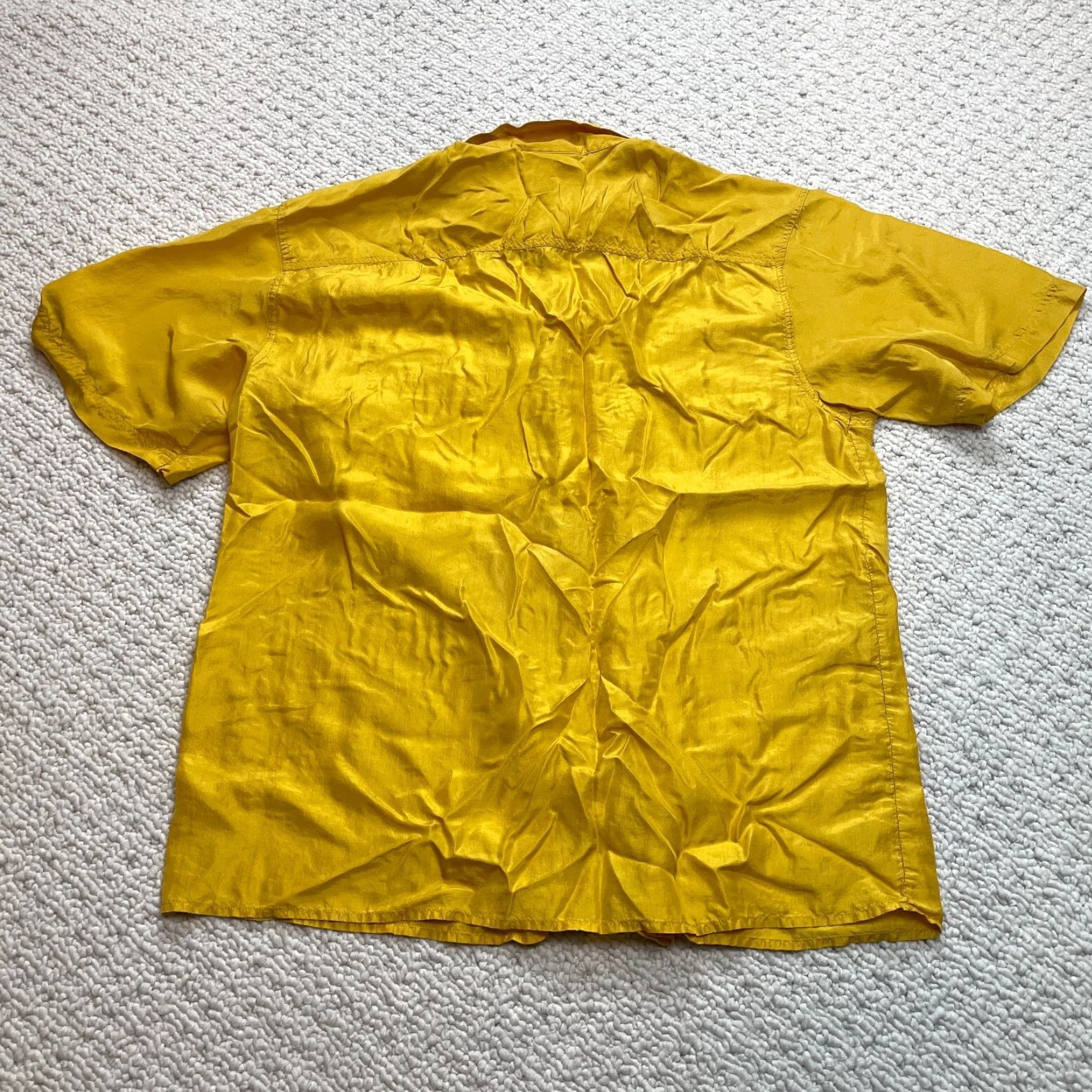 Vintage Tess Silk Button-Up Top Womens Large Yellow Short Sleeve Blouse 100% Silk Casual Business Formal Workwear Size L / US 10 / IT 46 - 8 Thumbnail