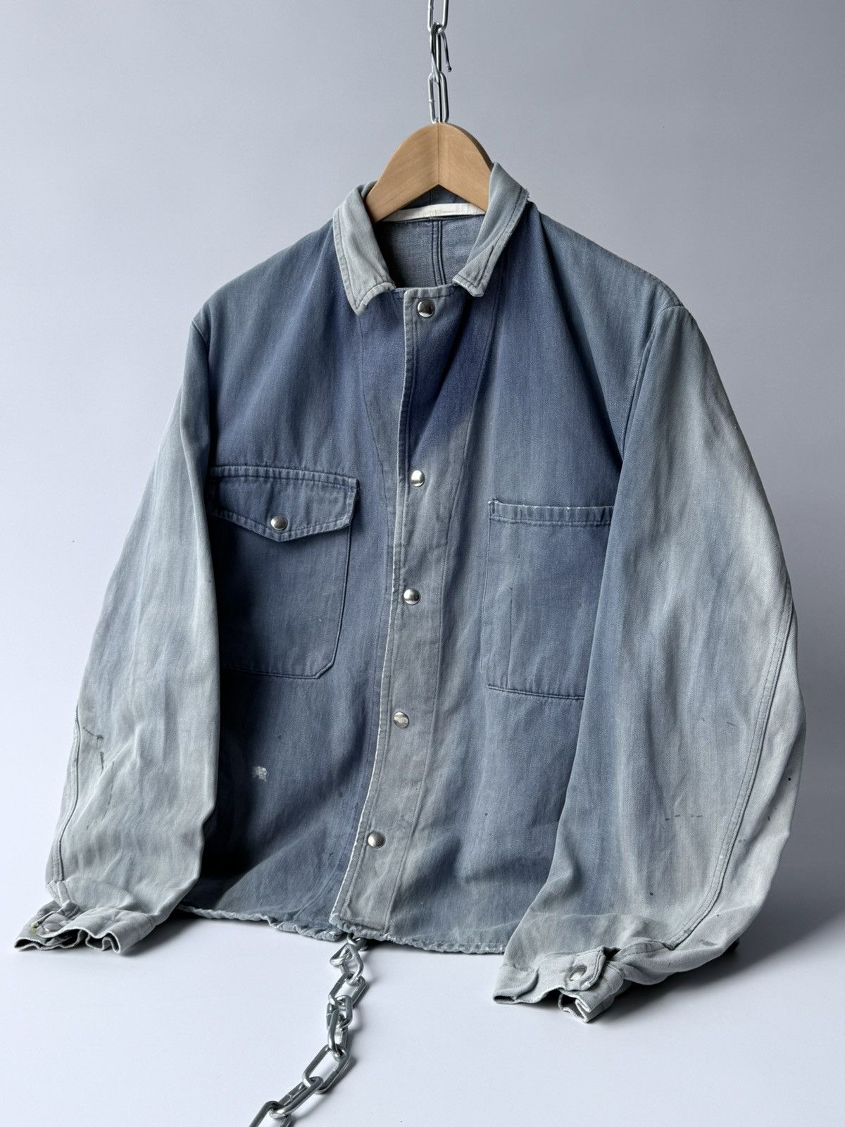 Le Laboureur Vintage 80s French Swiss Made Faded Work Chore Jacket Size US M / EU 48-50 / 2 - 2 Thumbnail