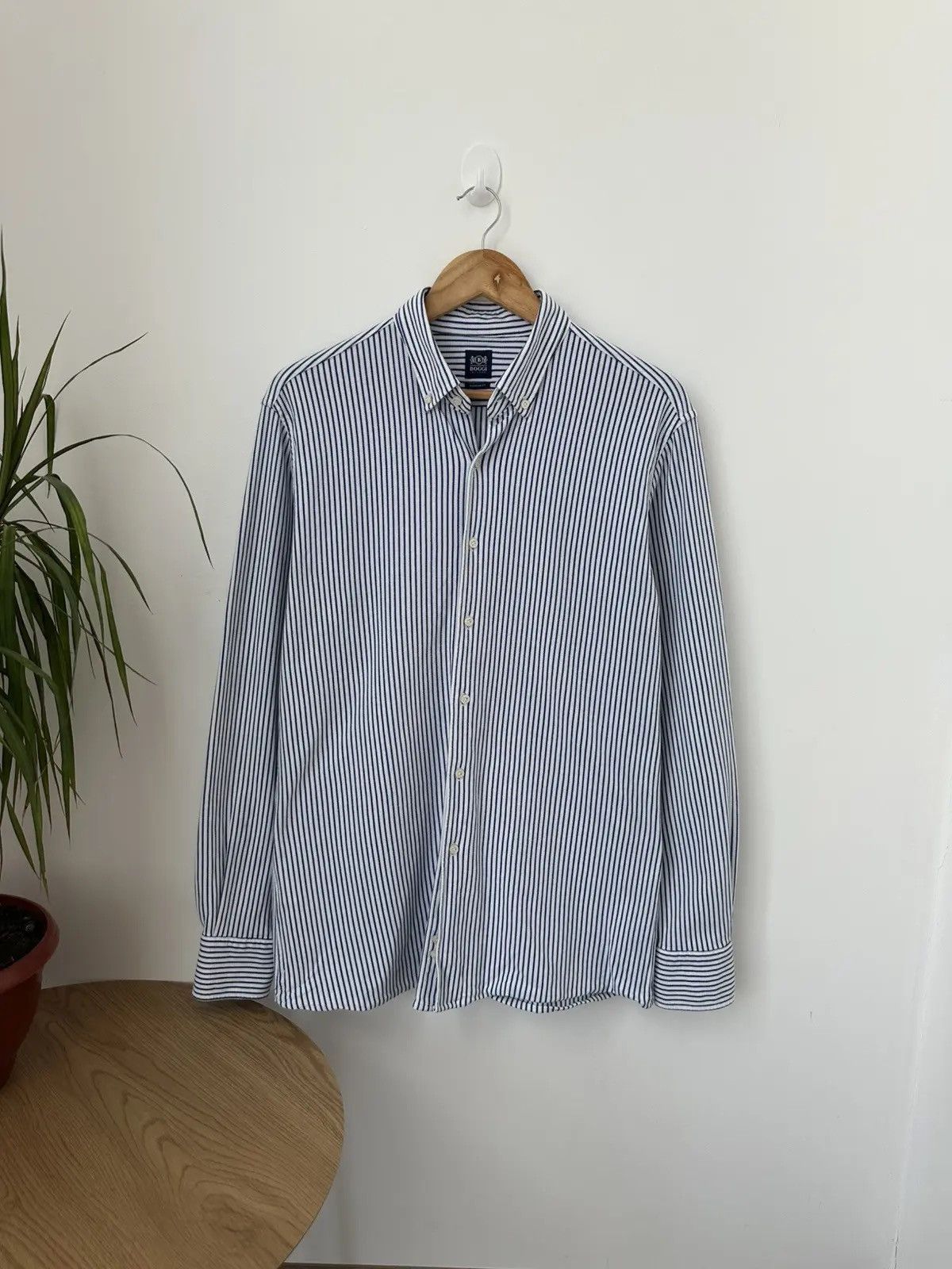 Boggi Vintage Boggi Milano Blue Striped Mens Shirt Size US S / EU 44-46 / 1 - 5 Thumbnail