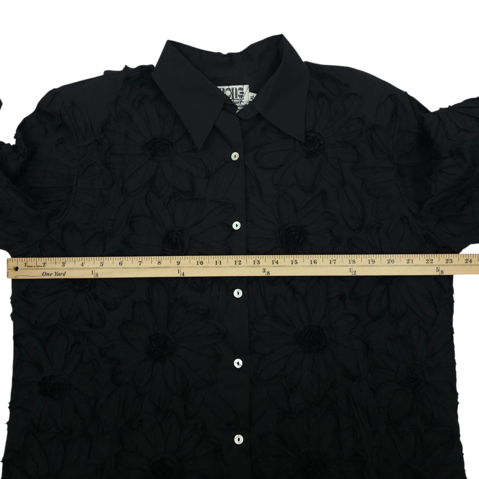 Other Pong Poco Shirt XL Fabric Ribbons Textured Flower Boho Artsy Size XL / US 12-14 / IT 48-50 - 3 Thumbnail