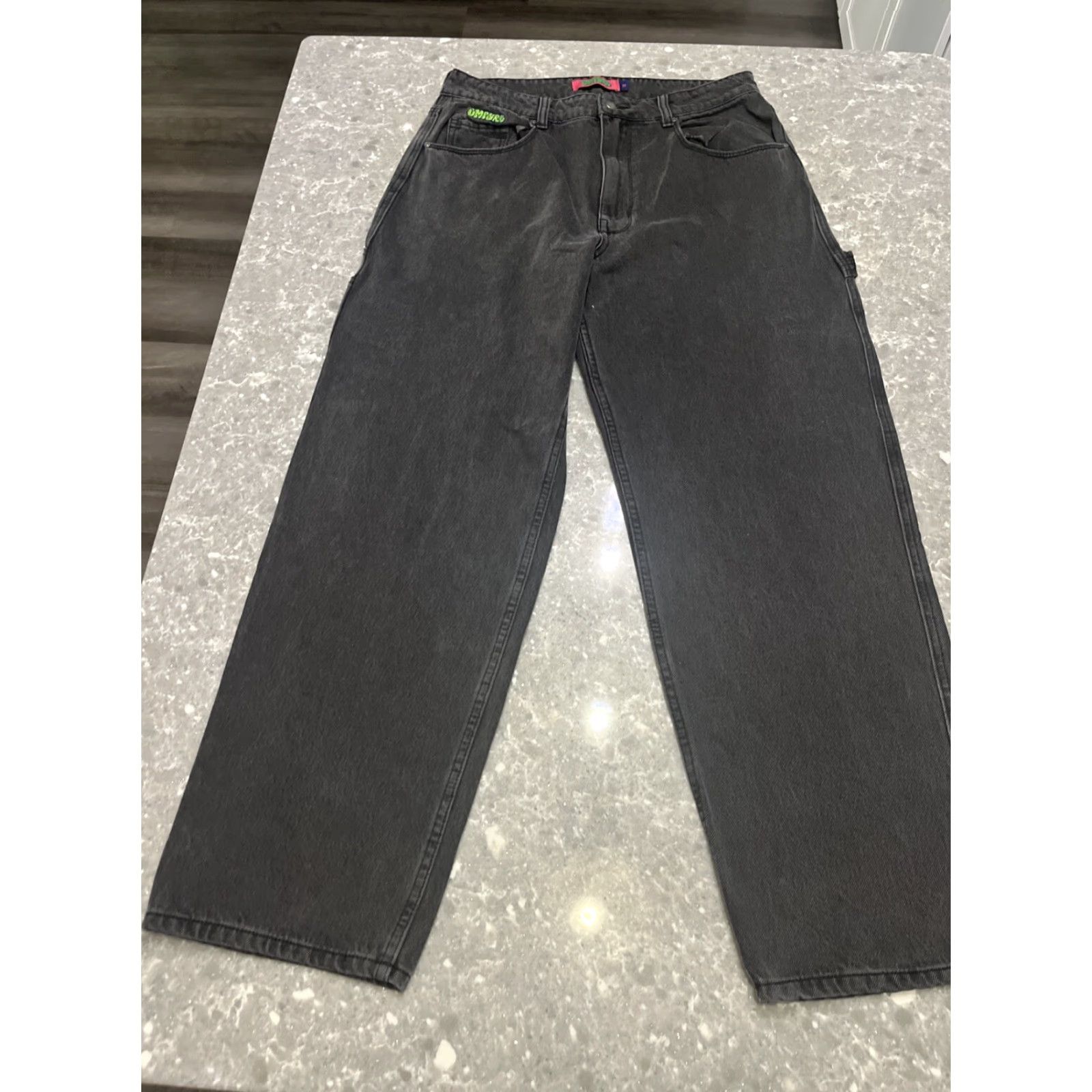 Empyre Empyre Jeans Womens 11 Black Tori Denim High Rise Baggy Skater 34 in Inseam 32 5-Pocket Zipper Button Logo Vintage Womens Jeans Size 32" / US 10 / IT 46 - 2 Thumbnail