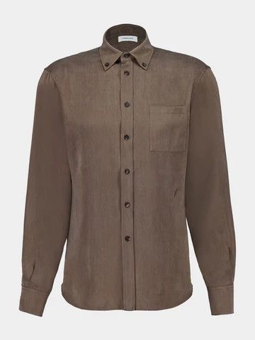 Salvatore Ferragamo o1s1rm0226 Button-Up Shirt in Brown Size US L / EU 52-54 / 3 - 1 Thumbnail
