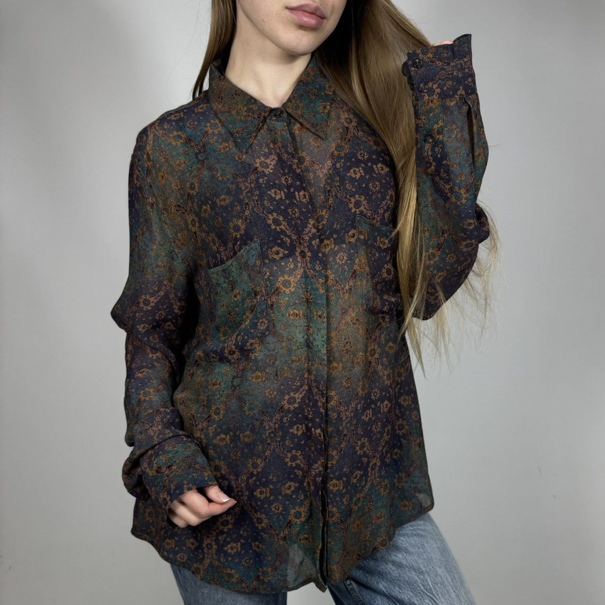 Vintage Vintage Y2K Peruvian Connection Viscose Abstract Retro Shirt Size XL / US 12-14 / IT 48-50 - 1 Thumbnail