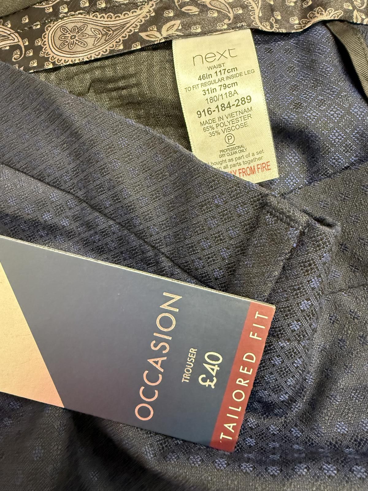 NEXT Next Occasion Tailored Fit Suit Jacket and Trousers Set - UK Size 40R - 2 Thumbnail