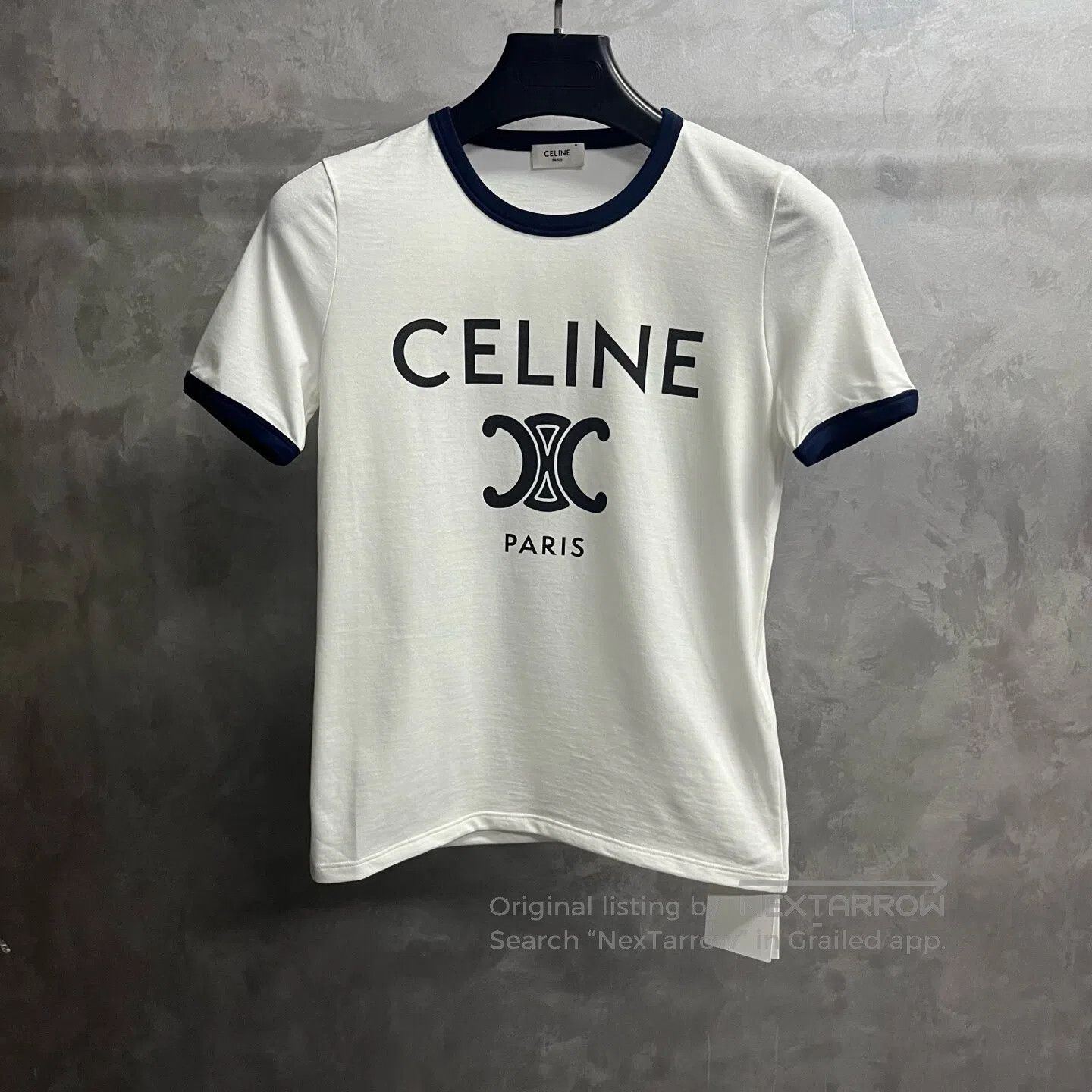 Celine CELINE White logo-printed plain knit round-neck short-slee Size XS / US 0-2 / IT 36-38 - 1 Thumbnail