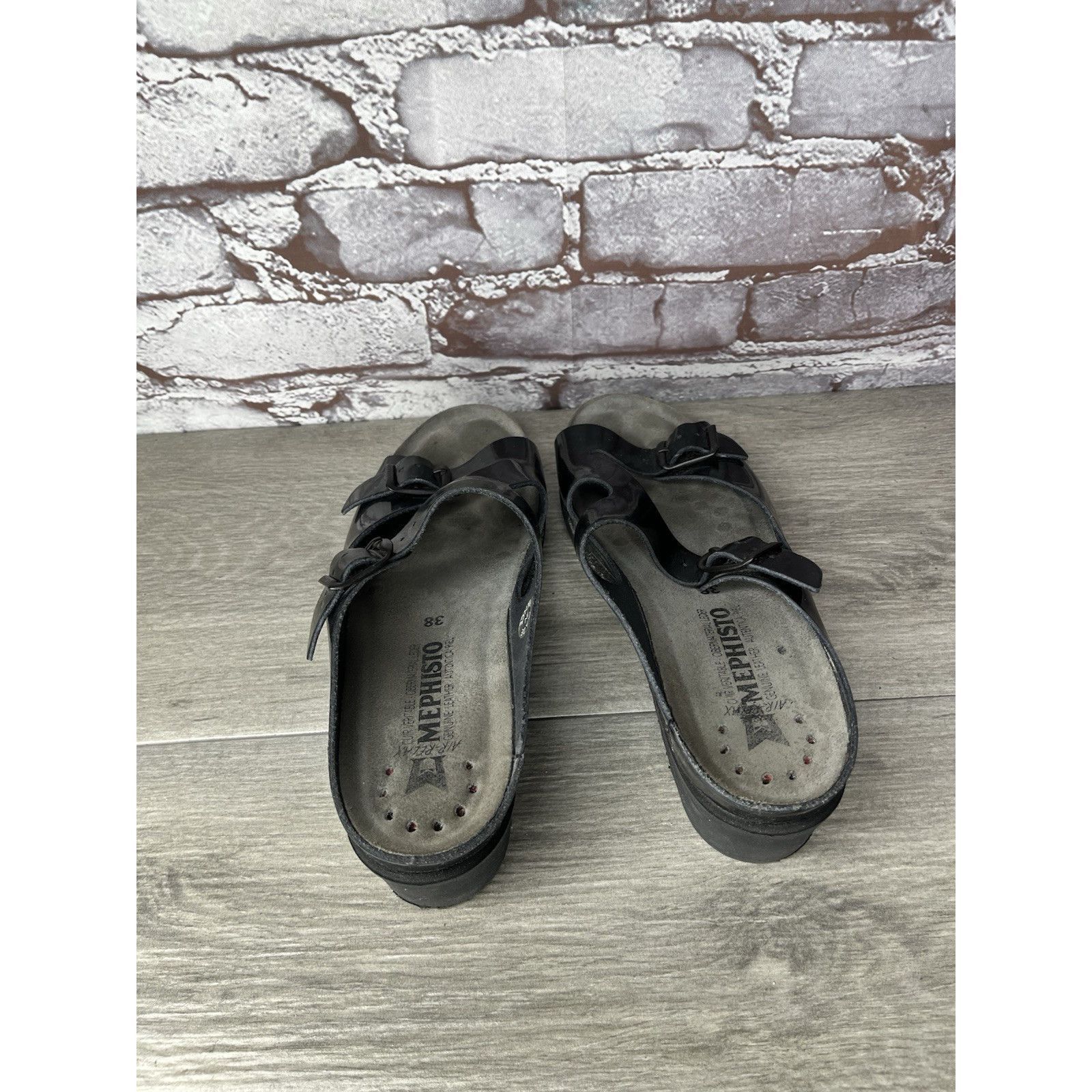 Mephisto Mephisto Black Patent Leather Buckle Wedge Sandals Women’s S Size US 7.5 / IT 37.5 - 6 Thumbnail