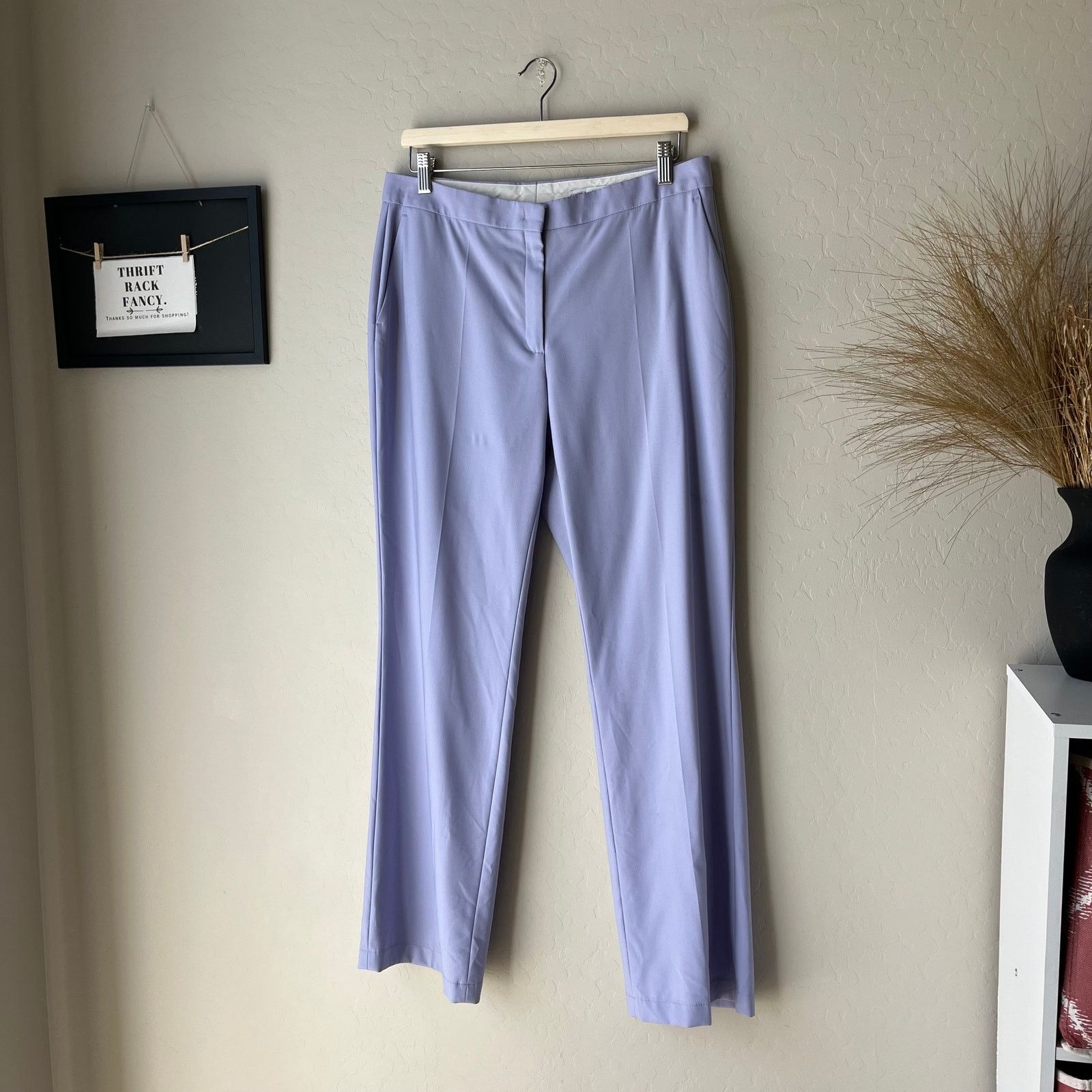 Another Tomorrow Another Tomorrow Lilac Merino Wool Straight Leg Trousers 10 Size 32" / US 10 / IT 46 - 3 Thumbnail
