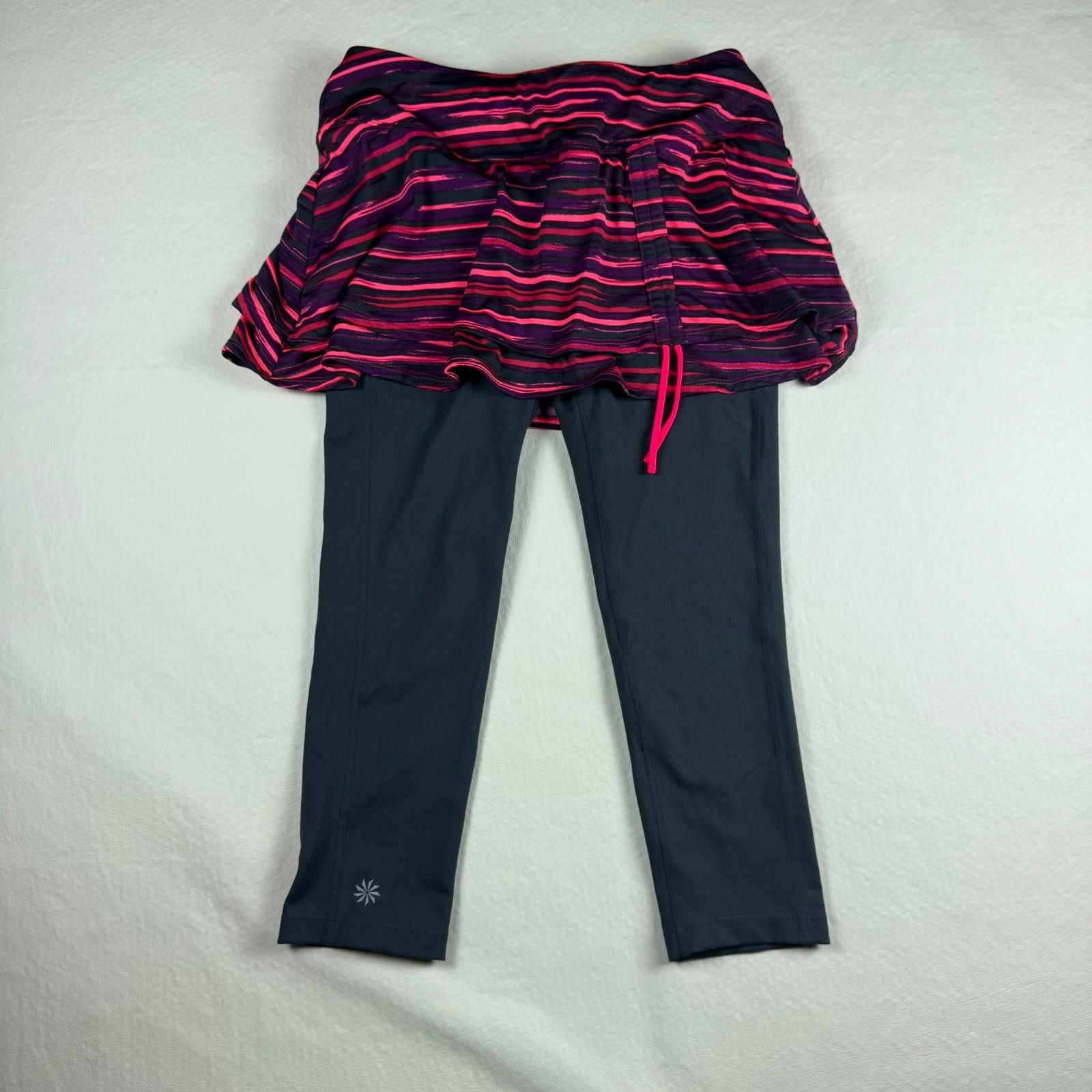 Other Athleta Skapri Skirted Leggings XS Pink Purple Stripe Capri Size 26" / US 2 / IT 38 - 1 Thumbnail
