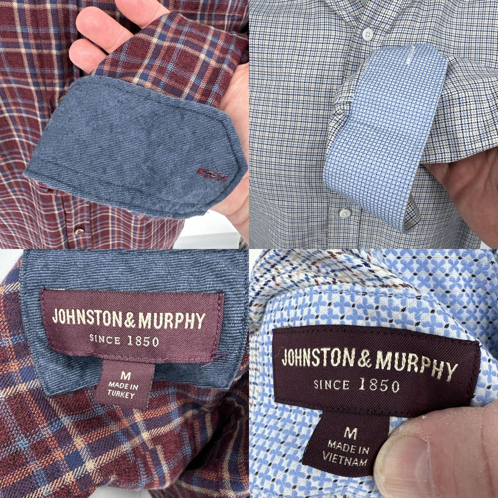 Johnston & Murphy Johnston & Murphy Shirt Mens Medium Multicolor Check Casual Button Front Lot 2 Size US M / EU 48-50 / 2 - 8 Thumbnail