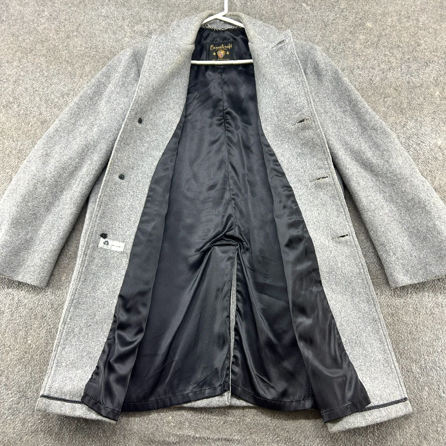 Vintage VINTAGE Casualcraft Coat Mens 42 Gray Overcoat Long Wool Trench Solid Tweed 90s Size US XS / EU 42 / 0 - 3 Thumbnail