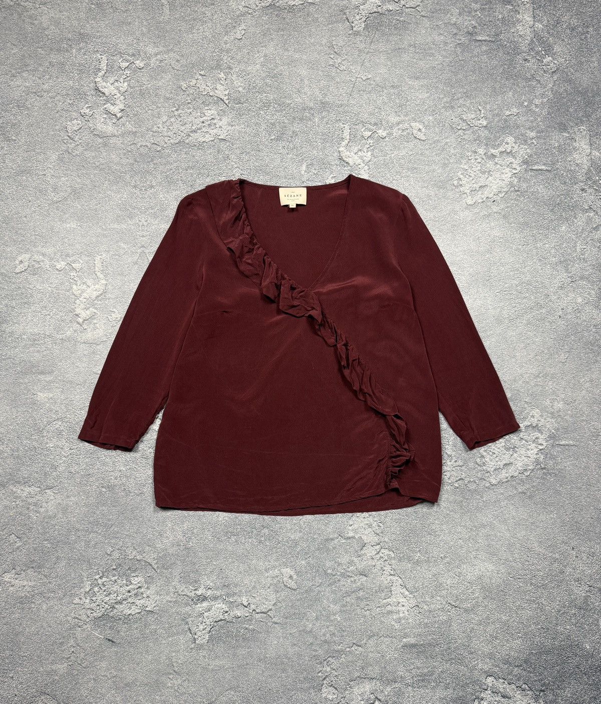 Sezane SEZANE Burgundy Silk Blouse Shirt Size XS / US 0-2 / IT 36-38 - 1 Thumbnail