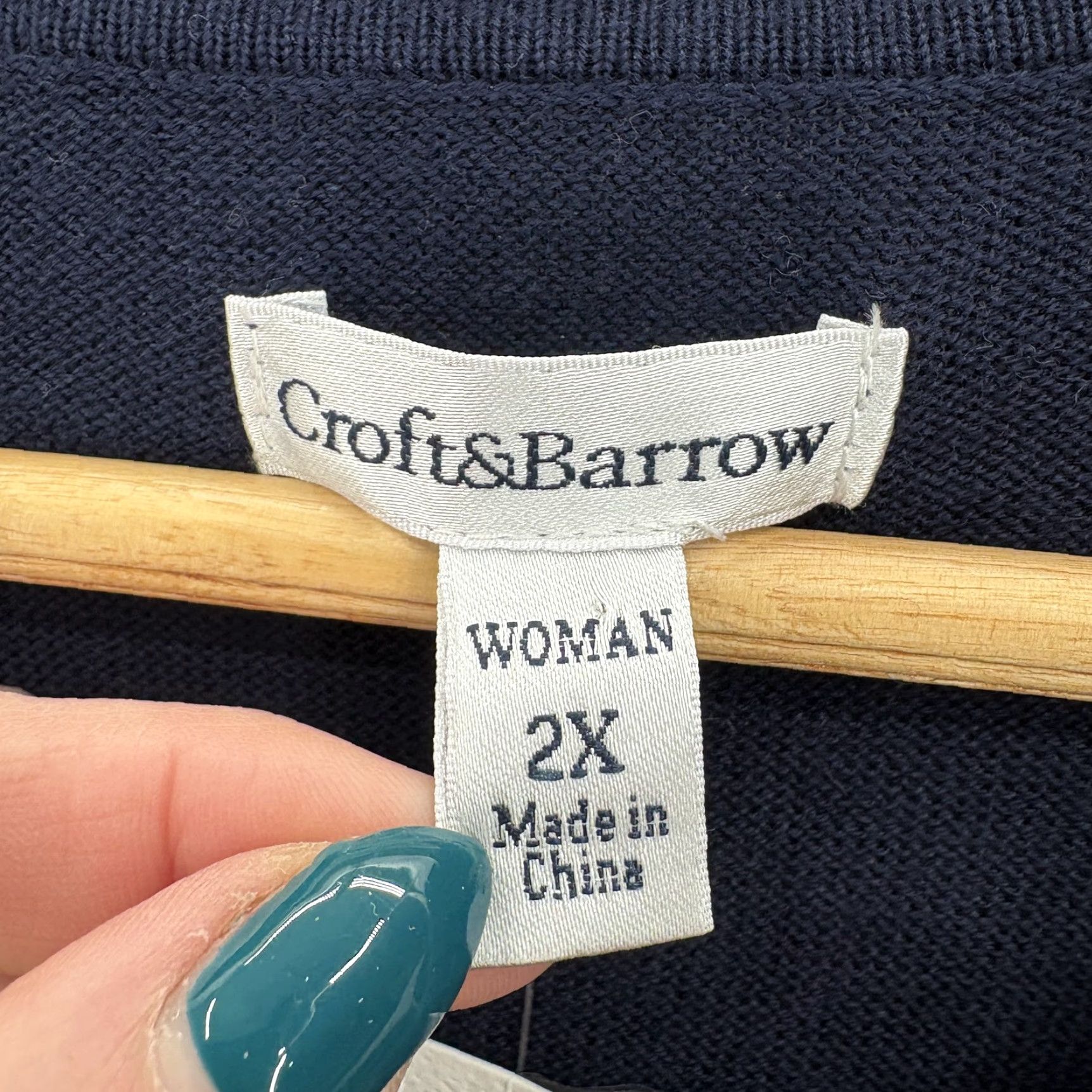 Croft & Barrow Croft & Barrow Cardigan Sweater Womens 2X Plus Blue Argyle Crew Neck Cotton NWT Size XXL / US 16-18 / IT 52-54 - 4 Thumbnail
