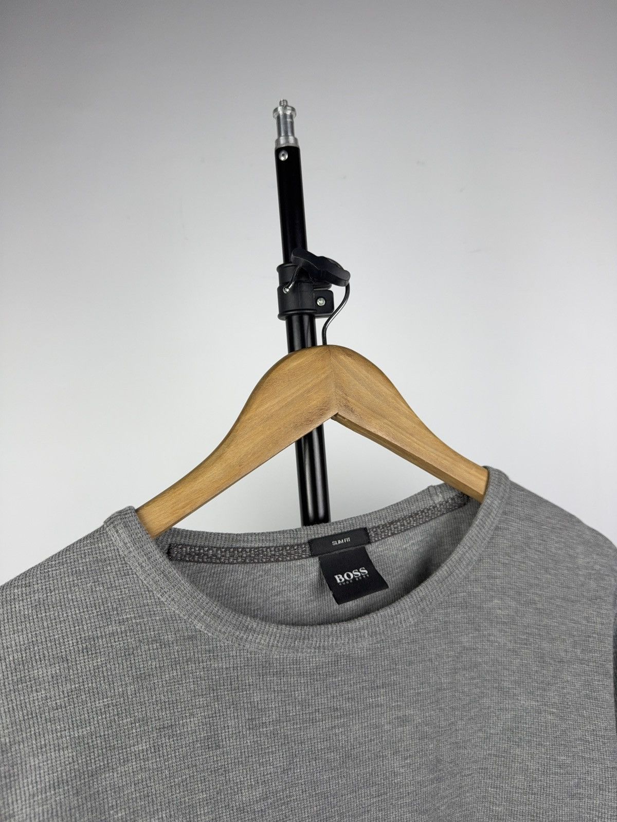 Hugo Boss Luxury BOSS Slim Fit Gray Waffle Knit Long Sleeve Shirt M Size US M / EU 48-50 / 2 - 3 Thumbnail