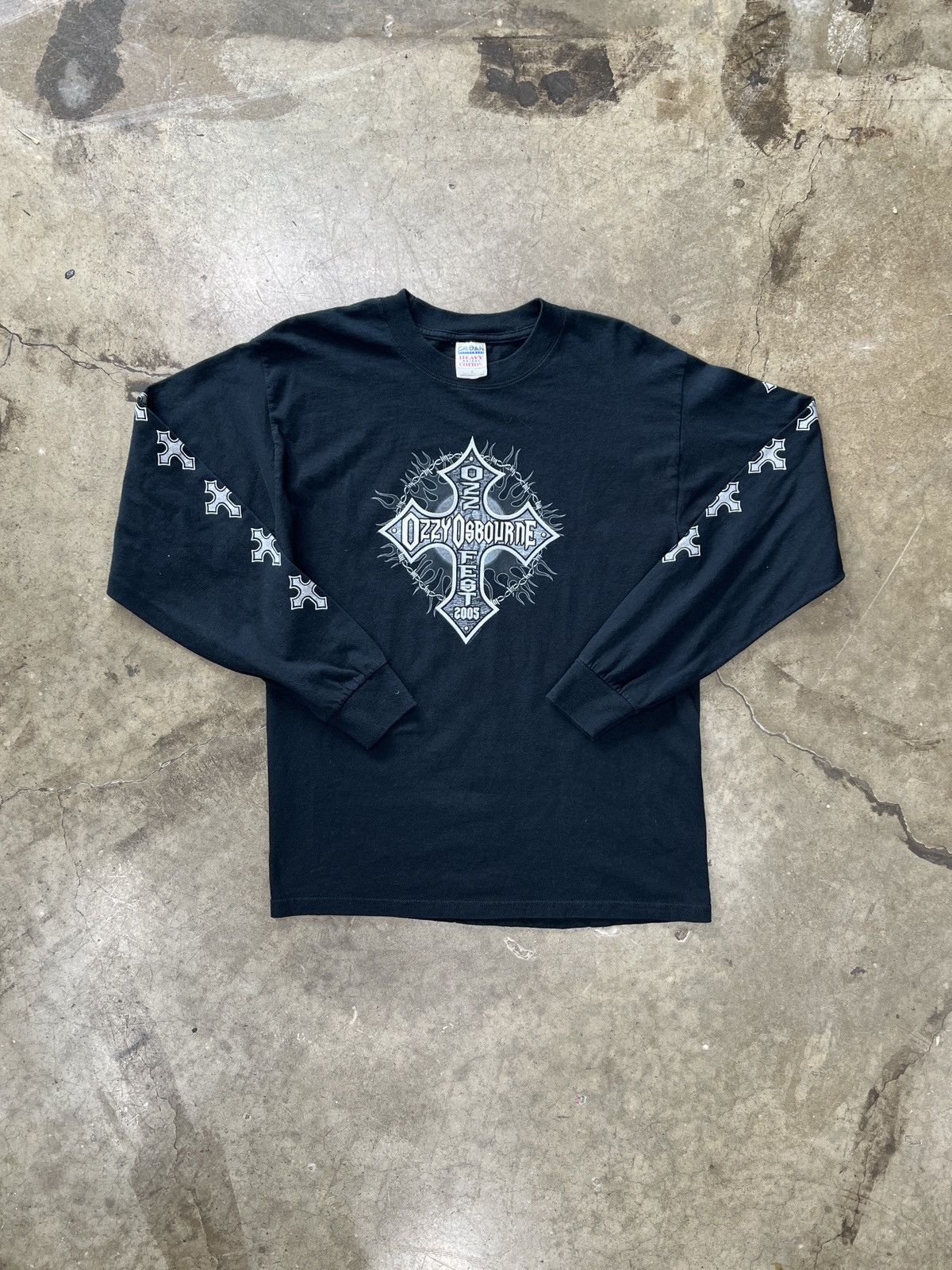 Band Tees Vintage 2005 Ozzy Osbourne Cross Flame Long Sleeve Medium Size US M / EU 48-50 / 2 - 2 Thumbnail