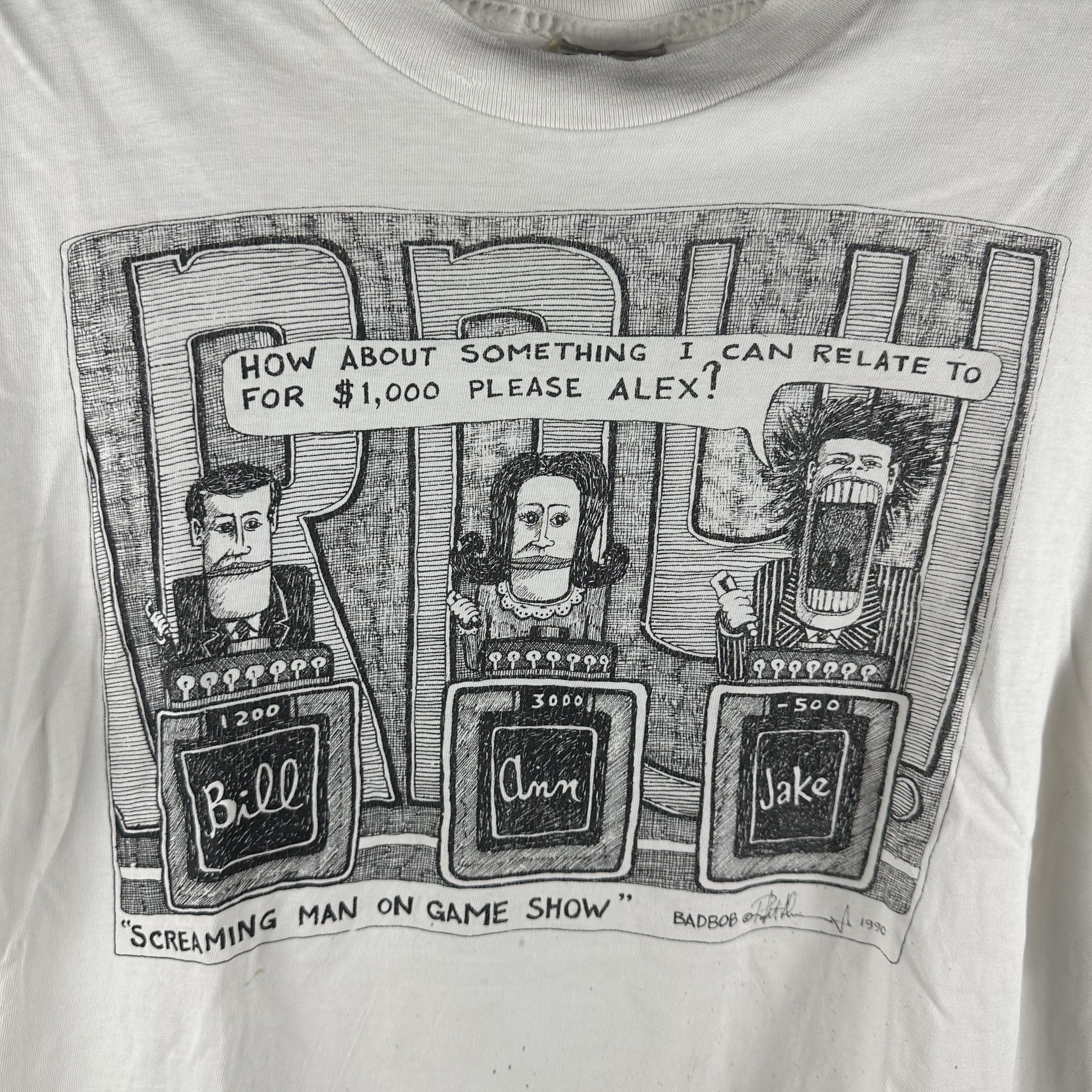 Vintage Vintage 1990 Bad Bob Screaming Man on Game Show Art T-shirt Size US L / EU 52-54 / 3 - 2 Thumbnail