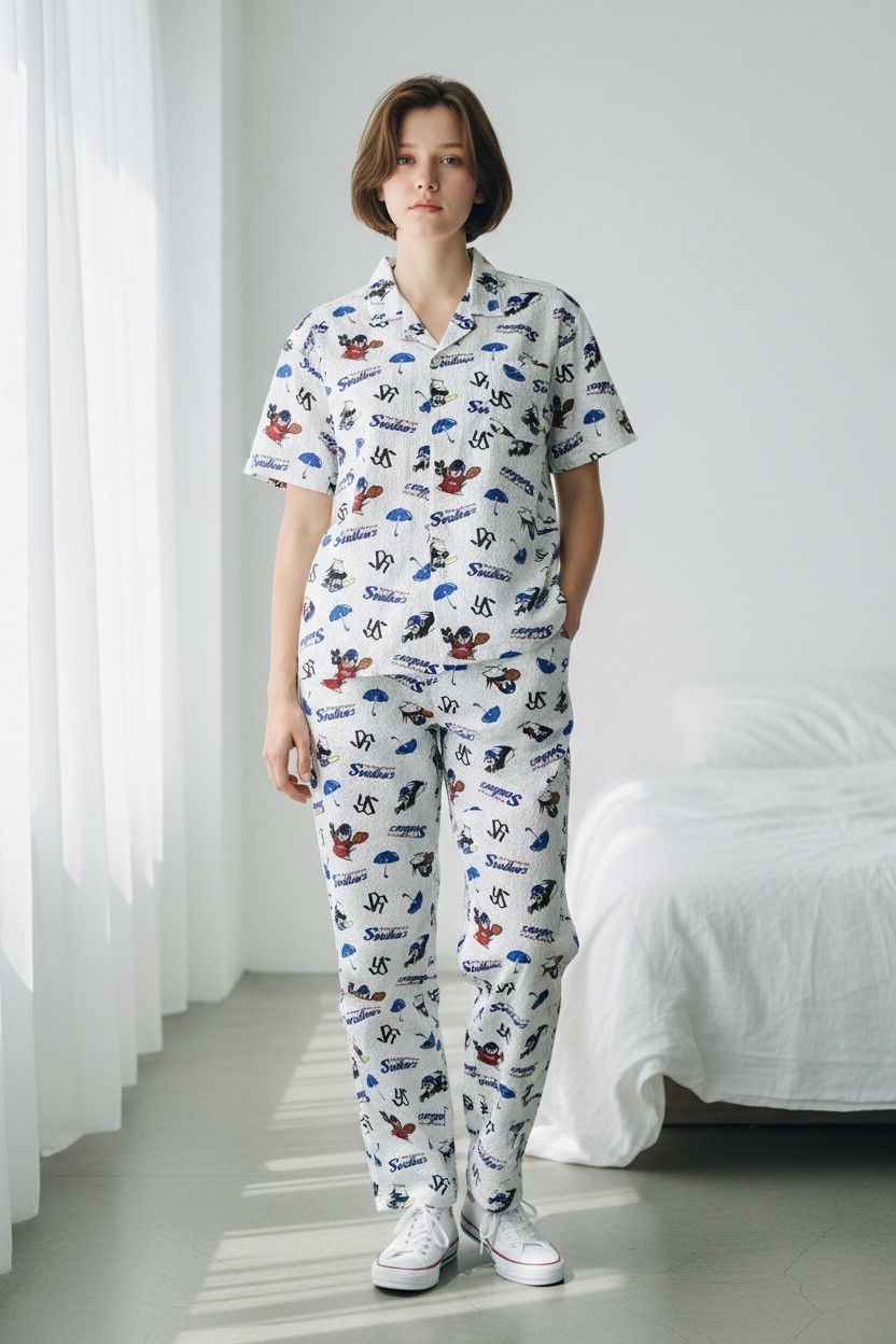 MLB Rare Tokyo Yakult Swallows All Over Print Pajama Set Unisex Size US M / EU 48-50 / 2 - 3 Thumbnail