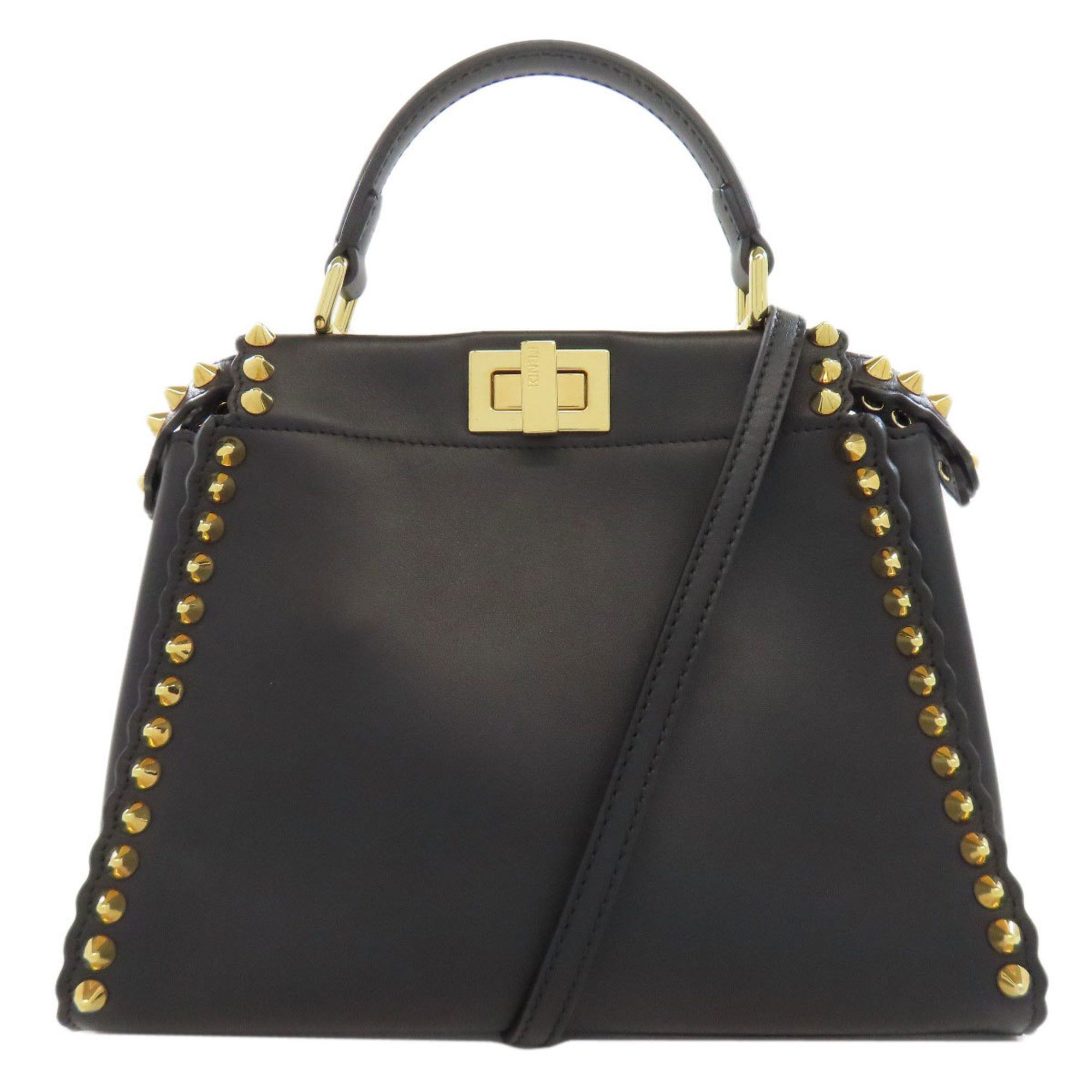 Fendi Mini Peekaboo Studded Handbag in Calf Leather for Women