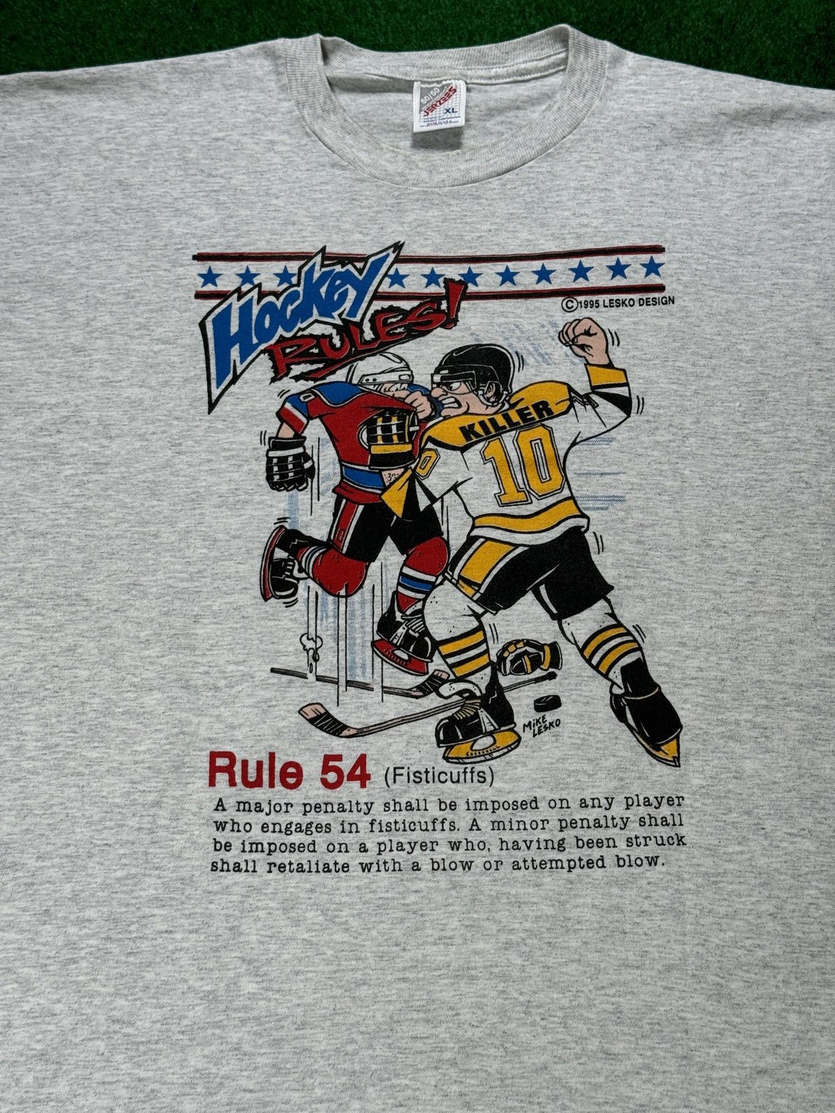 NHL × Vintage Vintage 90s Hockey Rules 54 Fisticuffs 1995 NHL T Shirt Size US XL / EU 56 / 4 - 2 Thumbnail