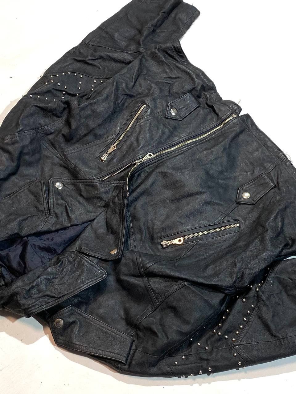 Leather Front Leather Biker Leather Jacket Size M / US 6-8 / IT 42-44 - 10 Thumbnail